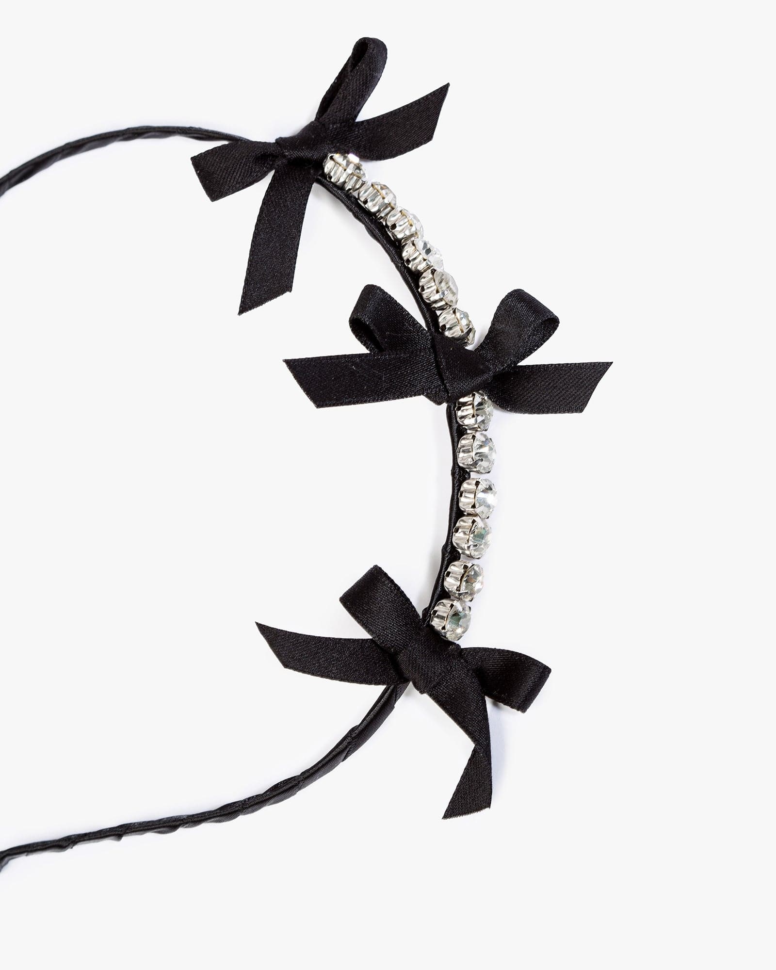 Black Triple Bow Crystal Headband