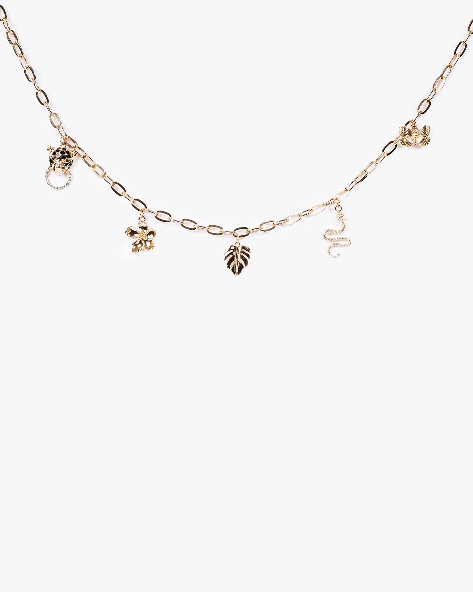 Gold Multi Colour Tropical Charm Necklace