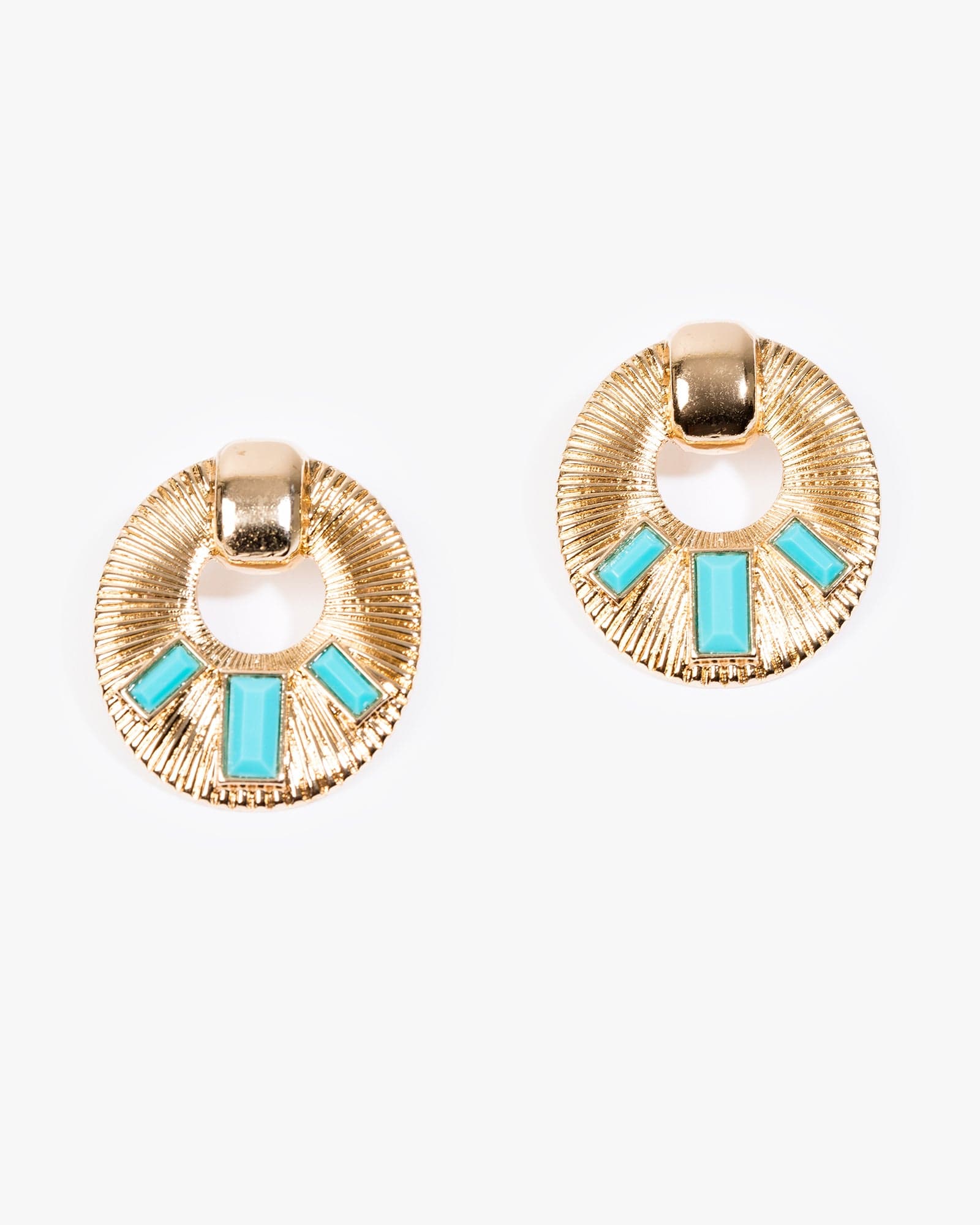 Gold Textured Metal Drop Earrings