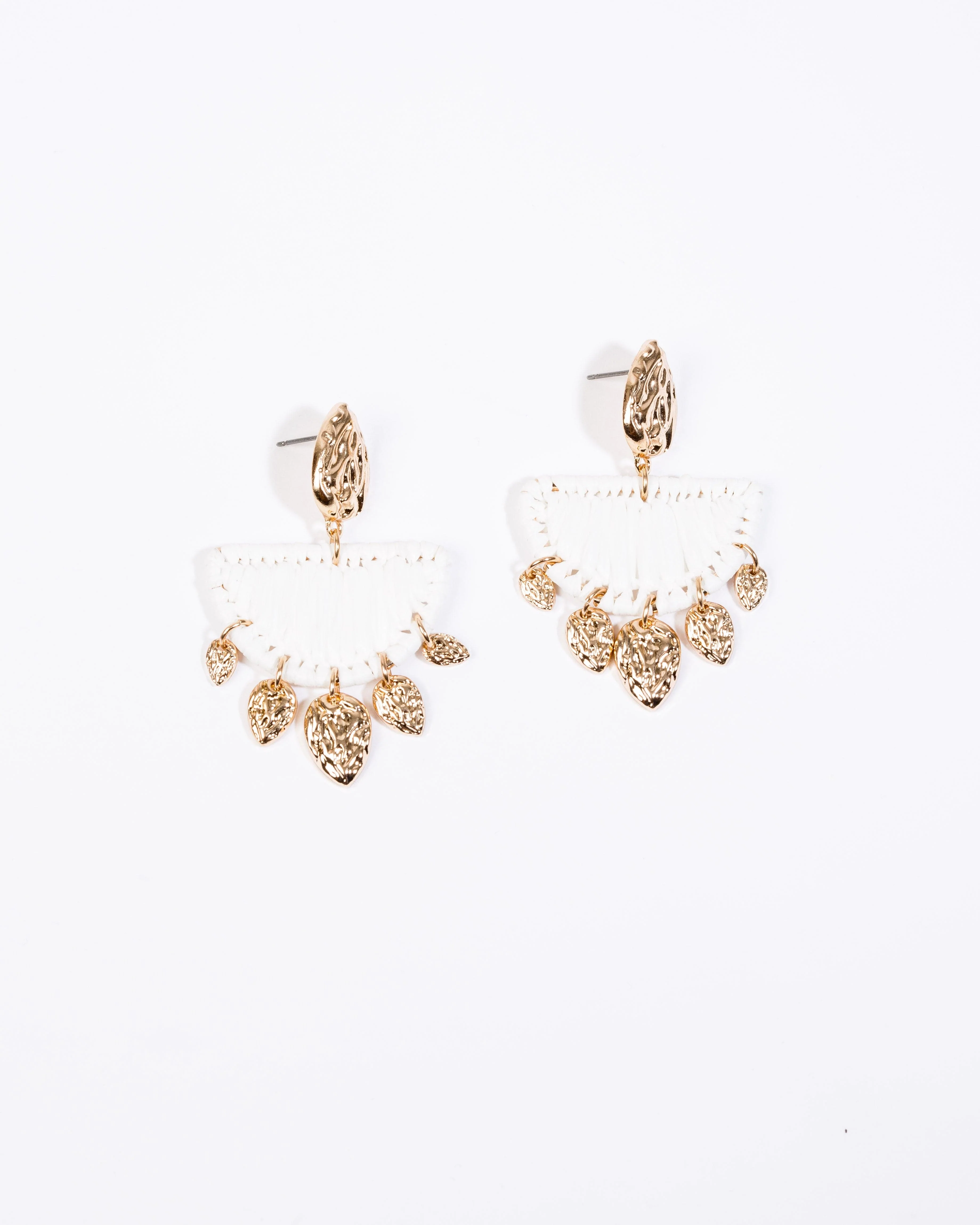 White Wrapped Textural Drop Earrings