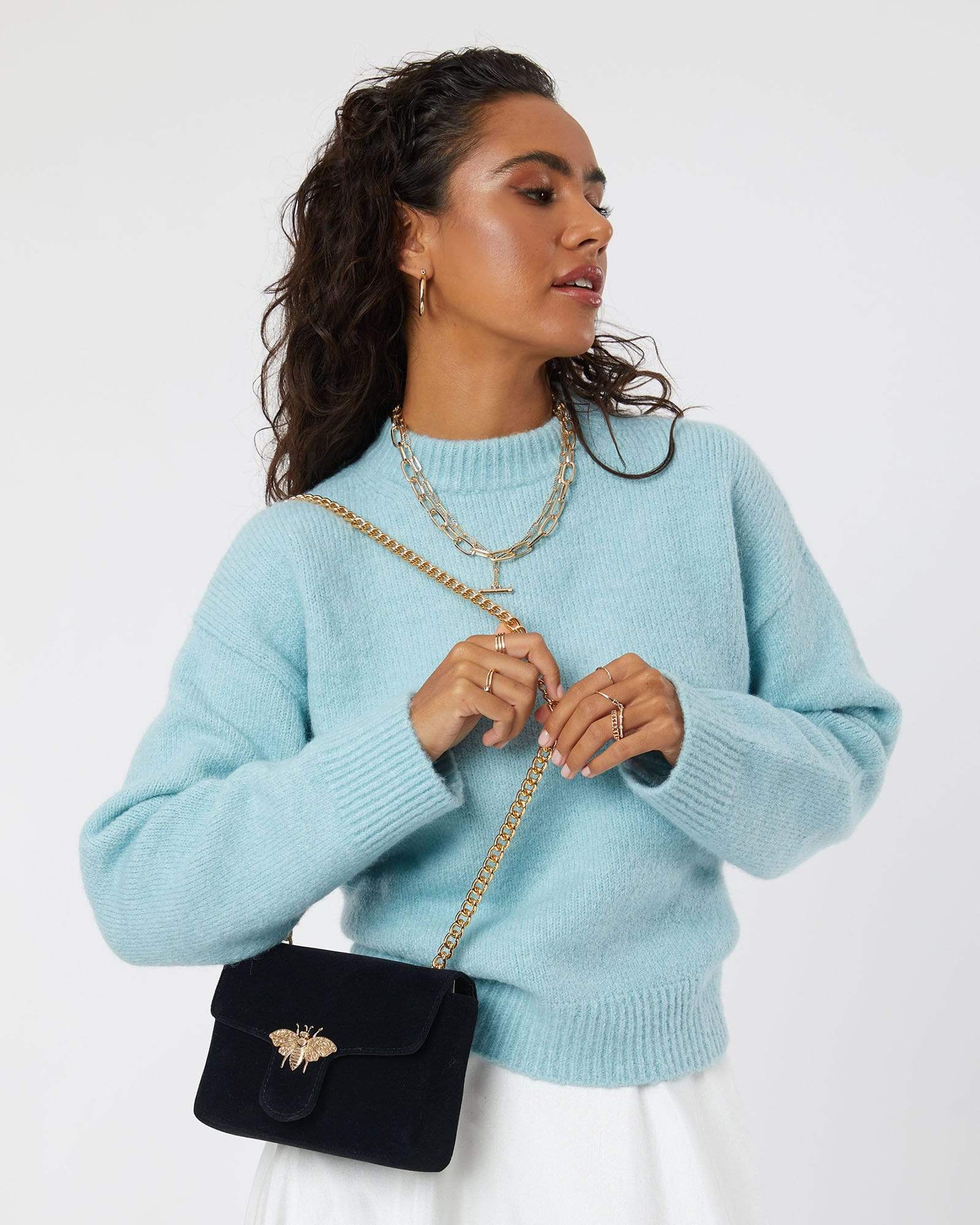 Black Diana Bee Crossbody Bag