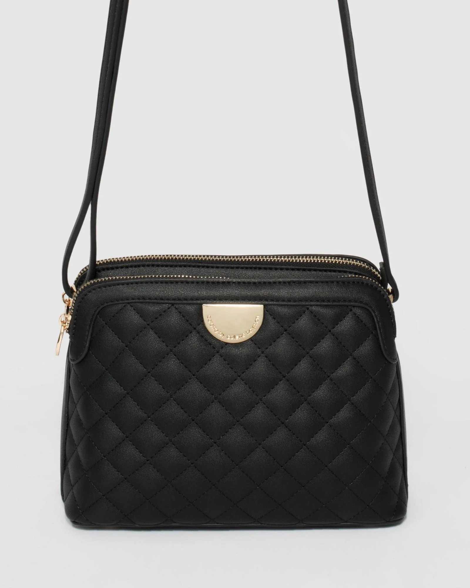 Black Joanna Quilt Crossbody Bag