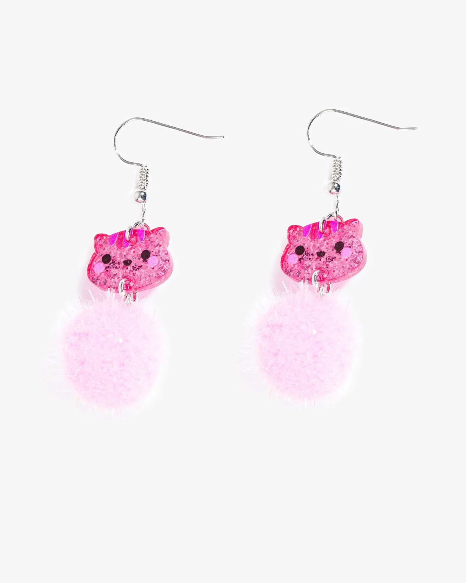 Pink Fluffy Animal Hook Drop Earrings