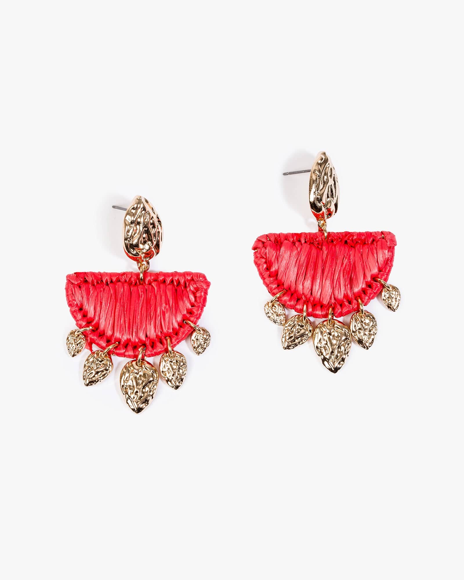 Red Wrapped Textural Drop Earrings