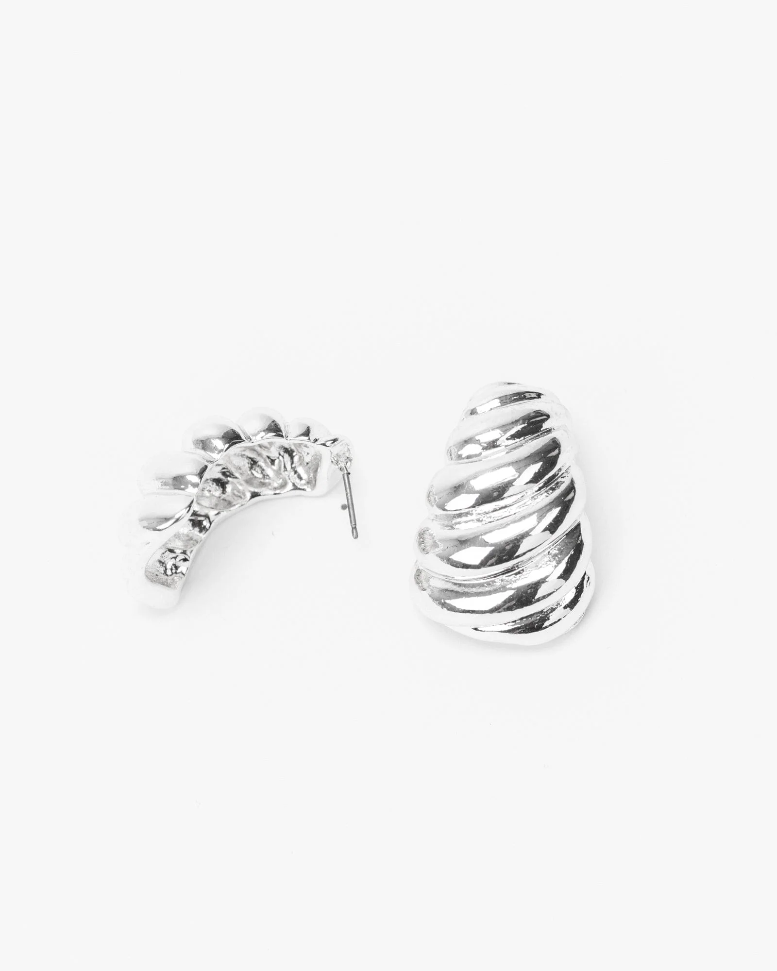Silver Croissant Hoop Earrings