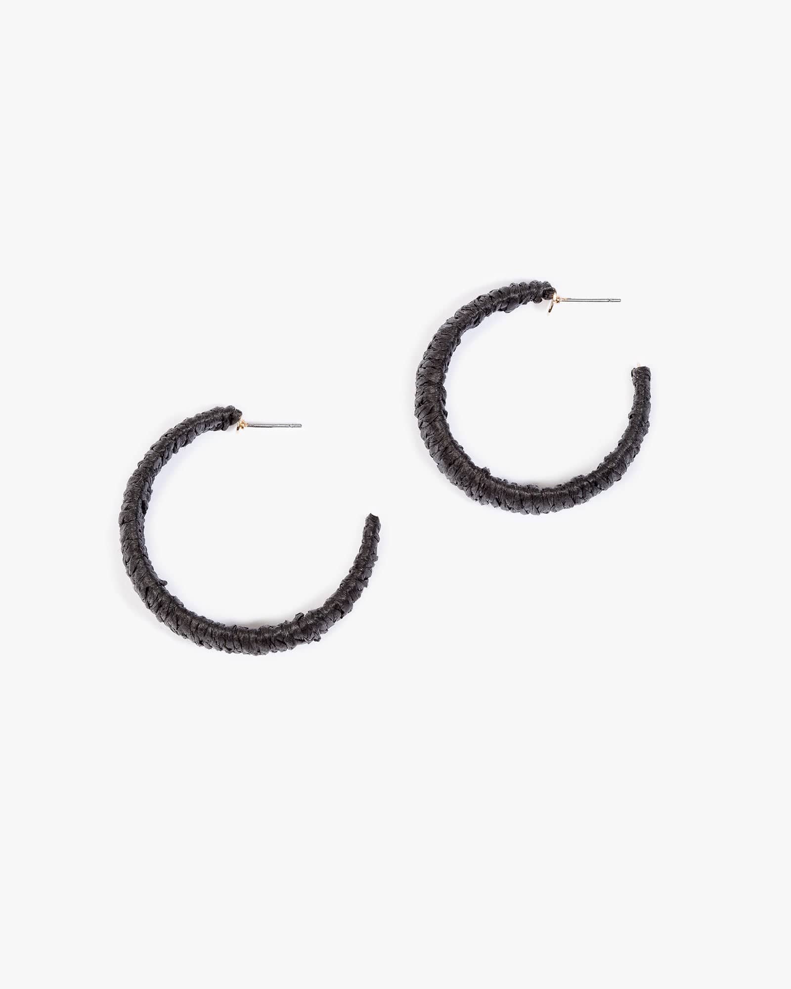 Black Wrapped Hoop Earrings