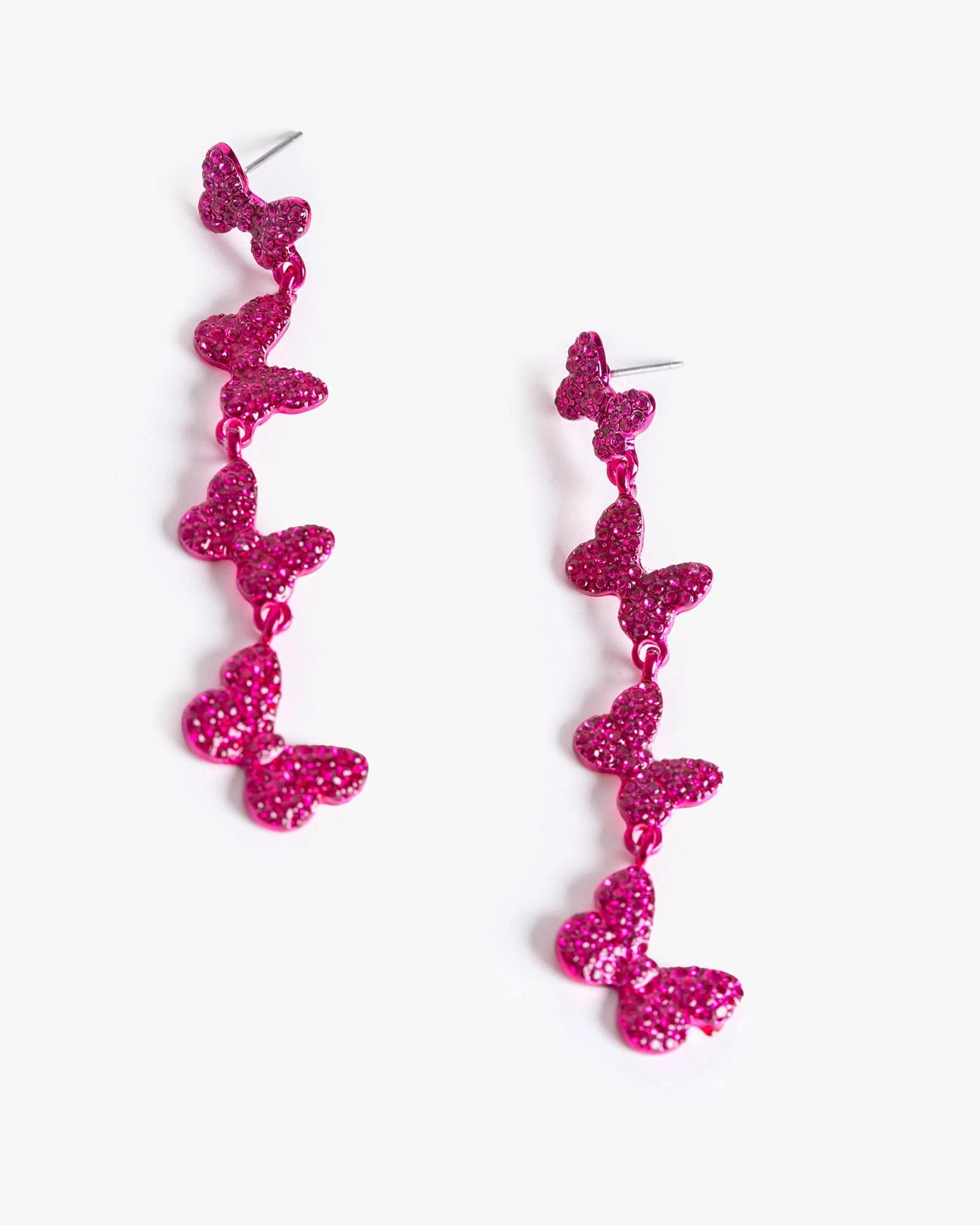 Pink Pave Butterfly Statement Earrings