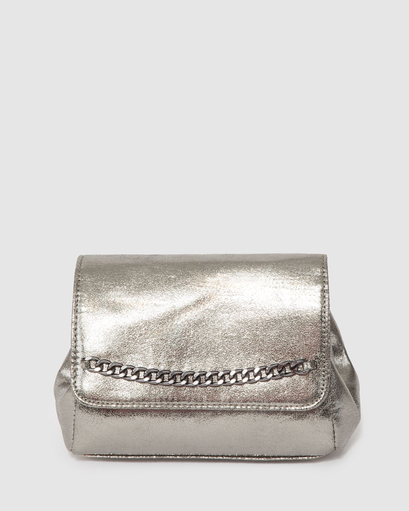 Gunmetal Penny Chain Pouch Bag