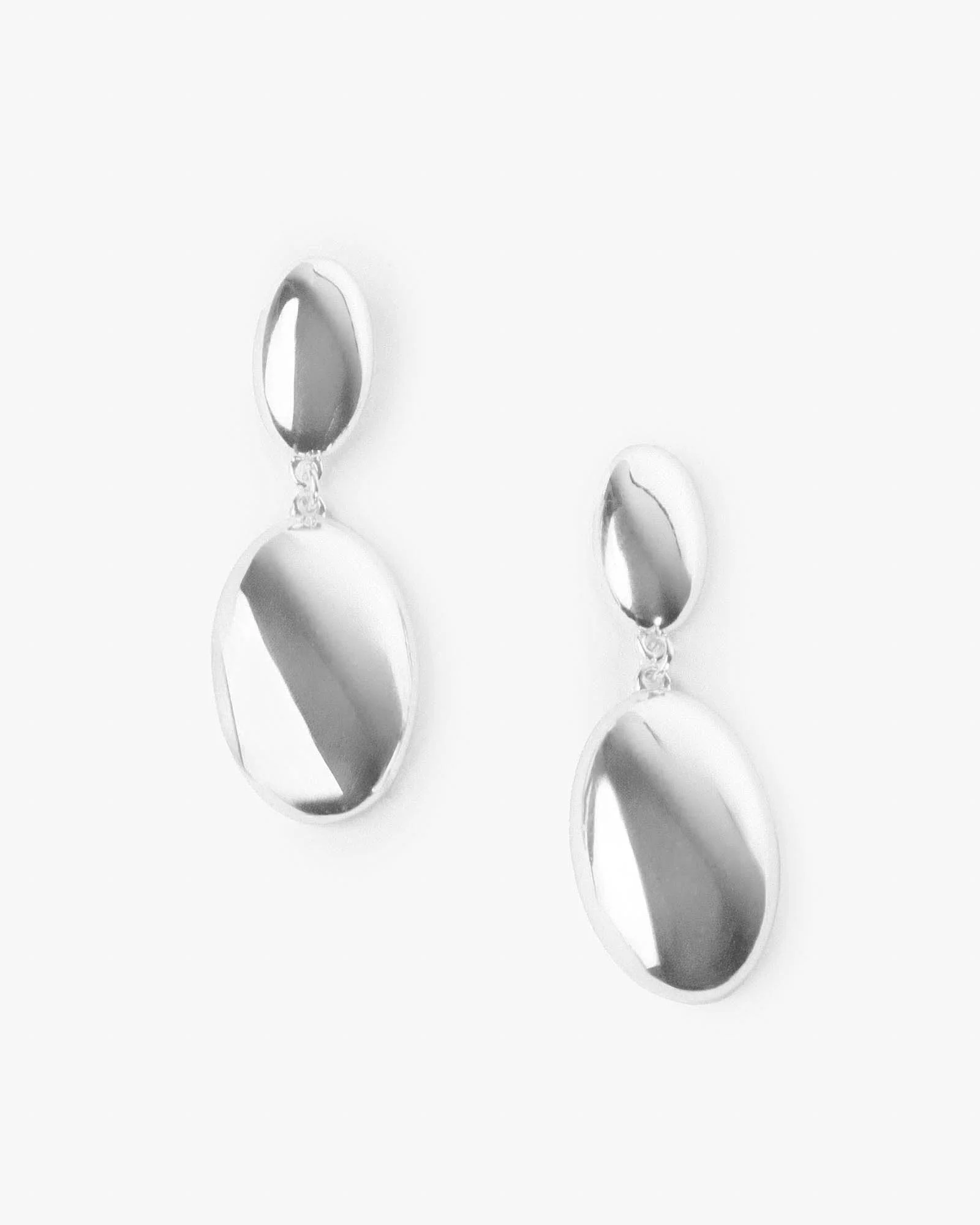 Silver Pebble Drop Earrings