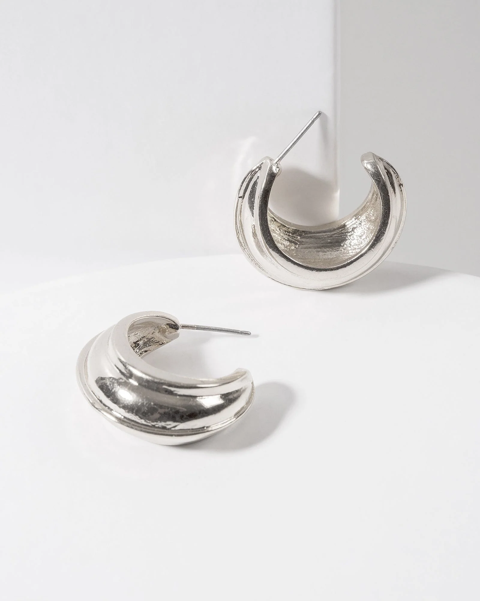 Silver Textured Hoop Earrings