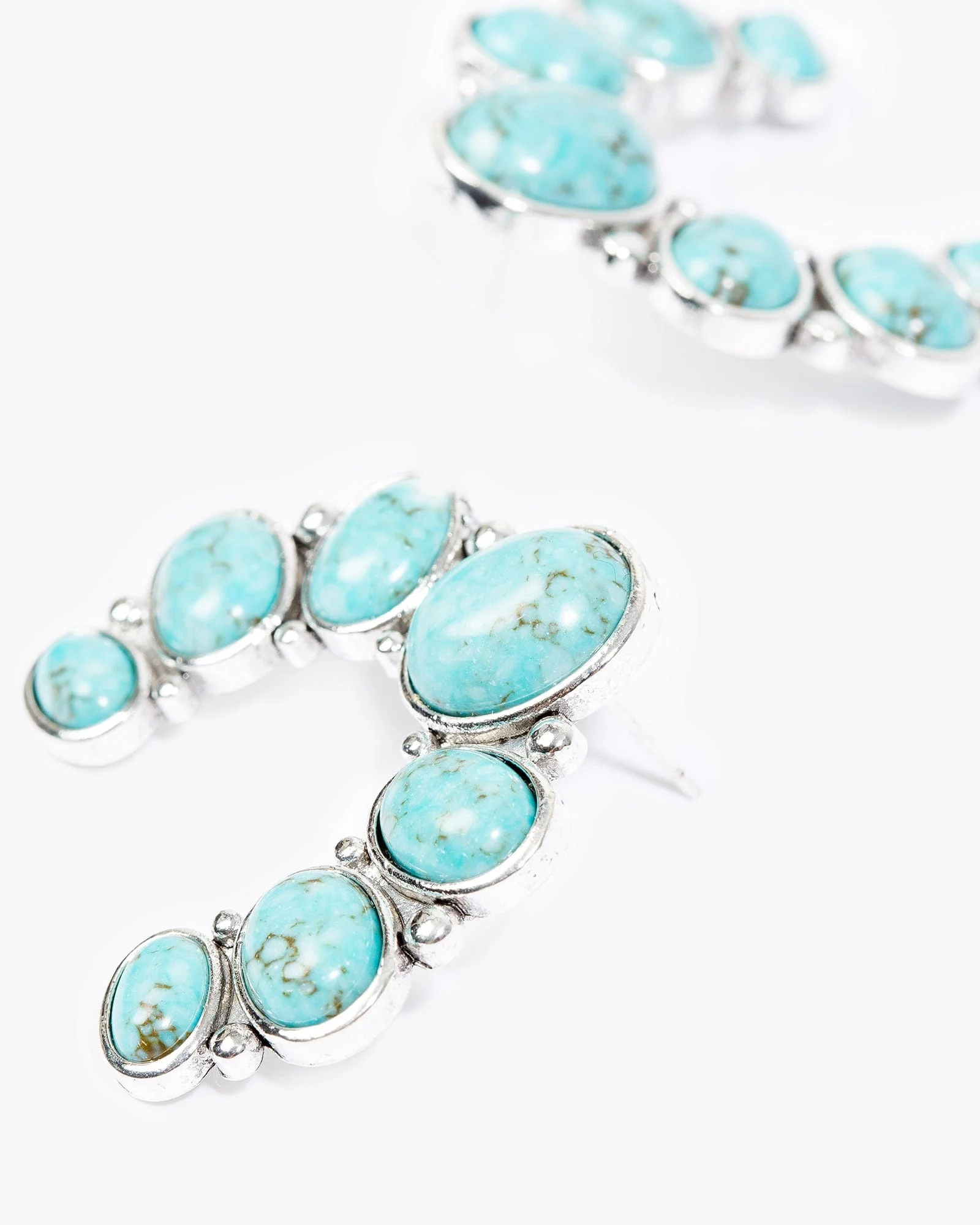 Blue Stone Look Horseshoe Earrings