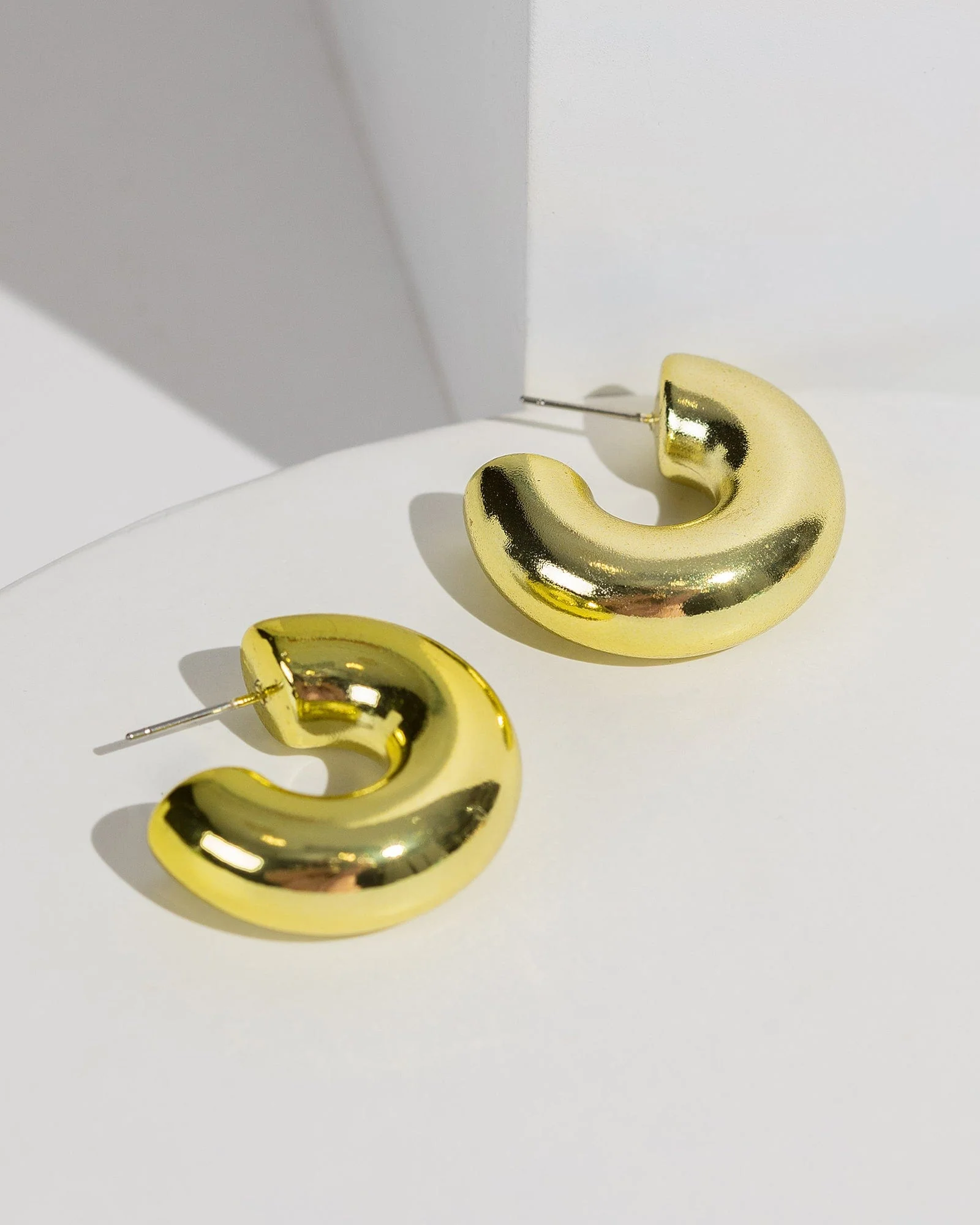 Green Chunky Huggie Hoop Earrings