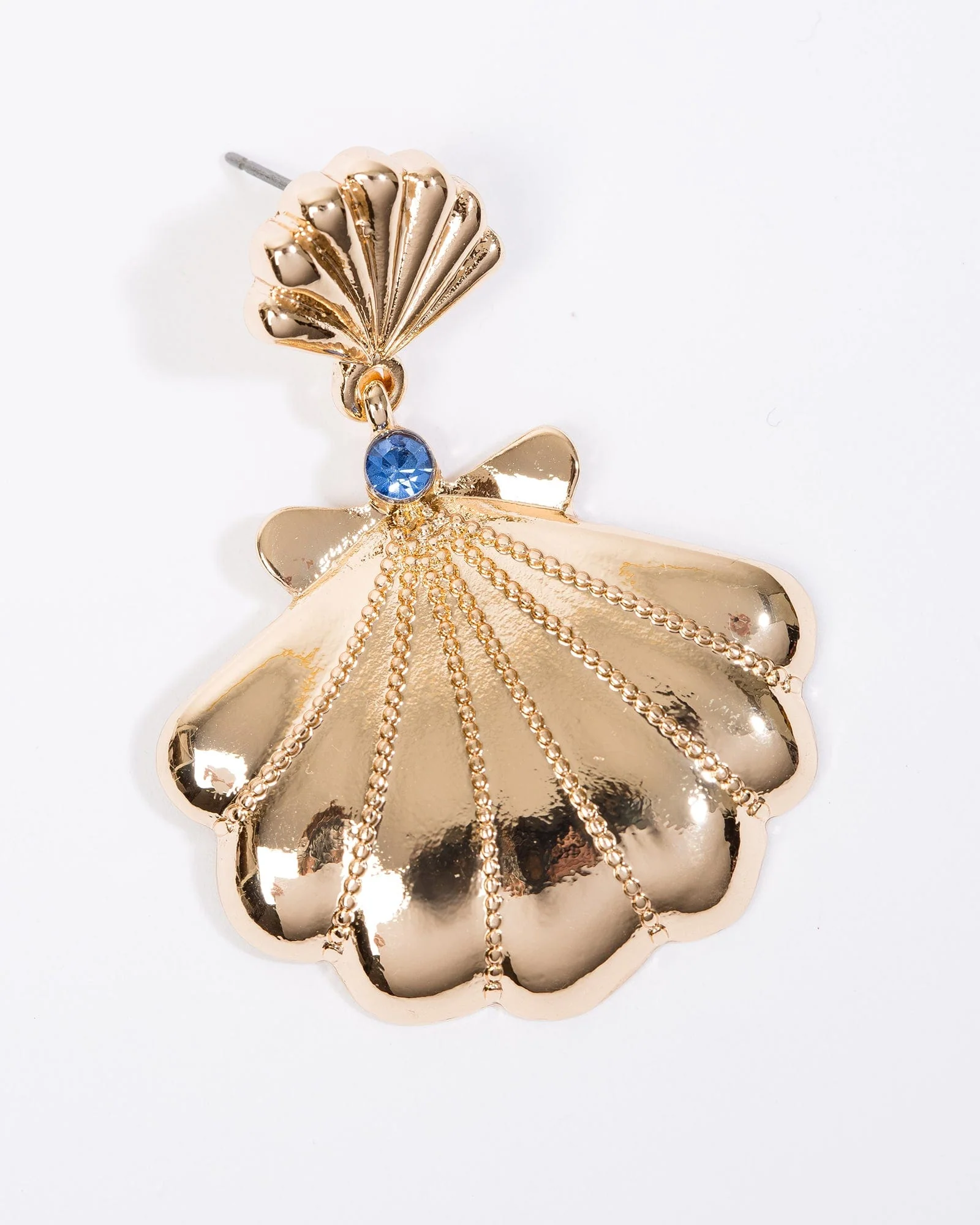 Gold Double Metal Shell Charm Earrings