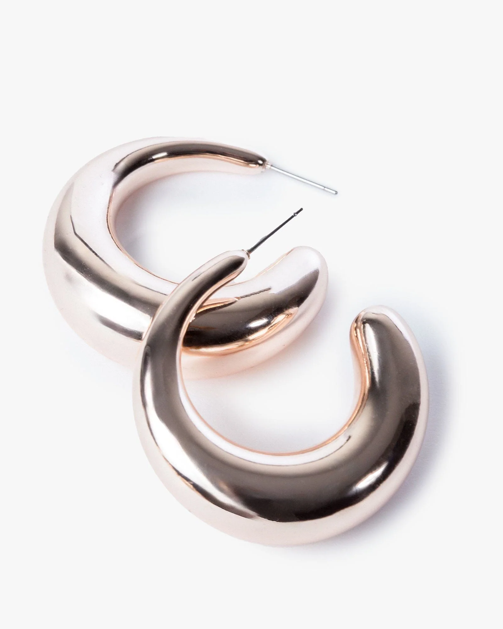 Rose Gold Smooth Mid Hoop Earrings