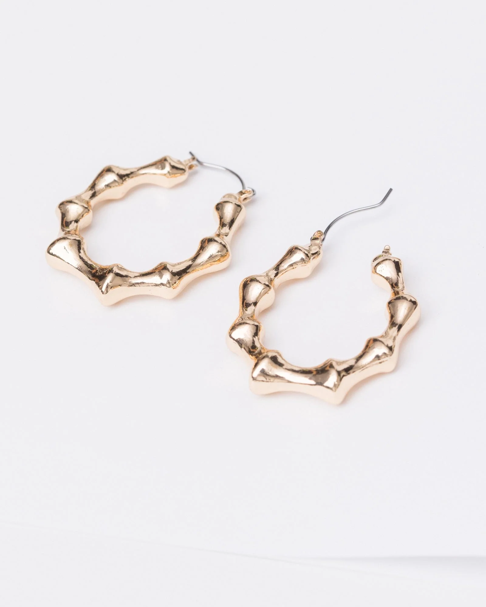 Gold Medium Bamboo Hoop Earrings