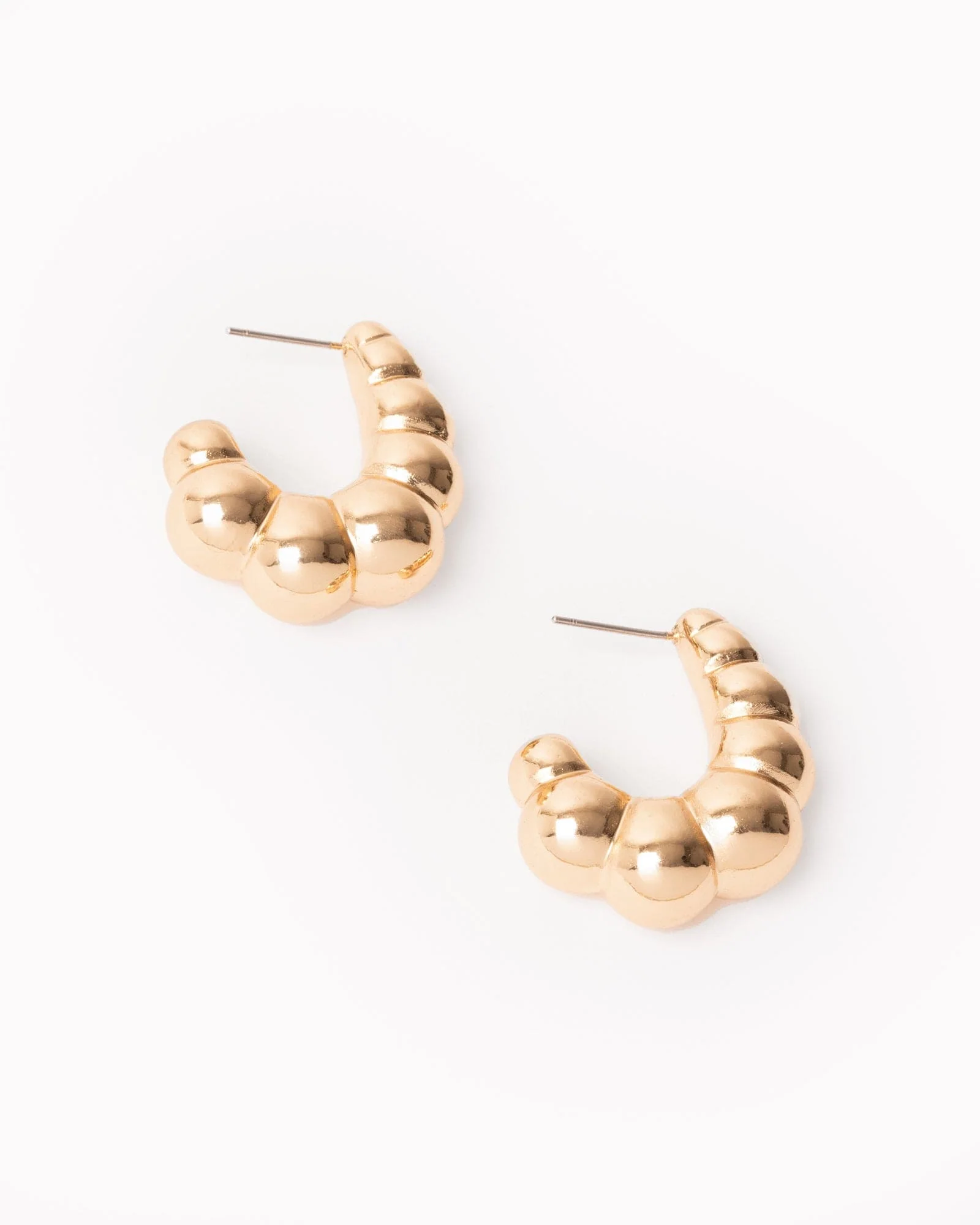Gold Croissant Oval Hoop Earrings