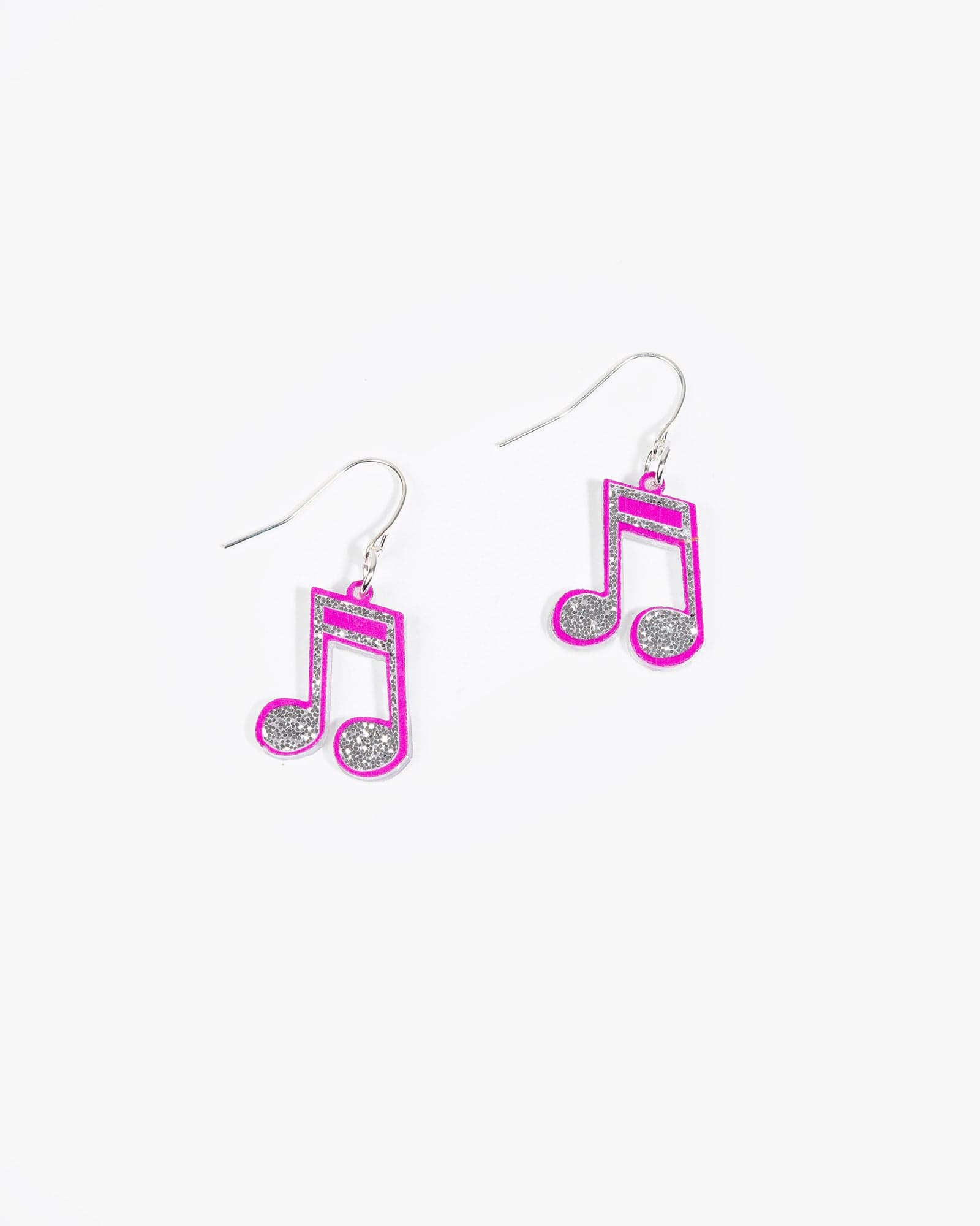 Multi Colour Glitter Music Note Drop Earrings