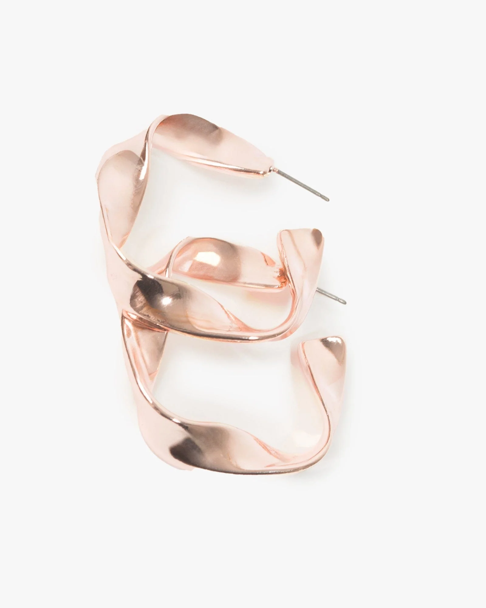 Rose Gold Square Light Twist Hoop Earrings