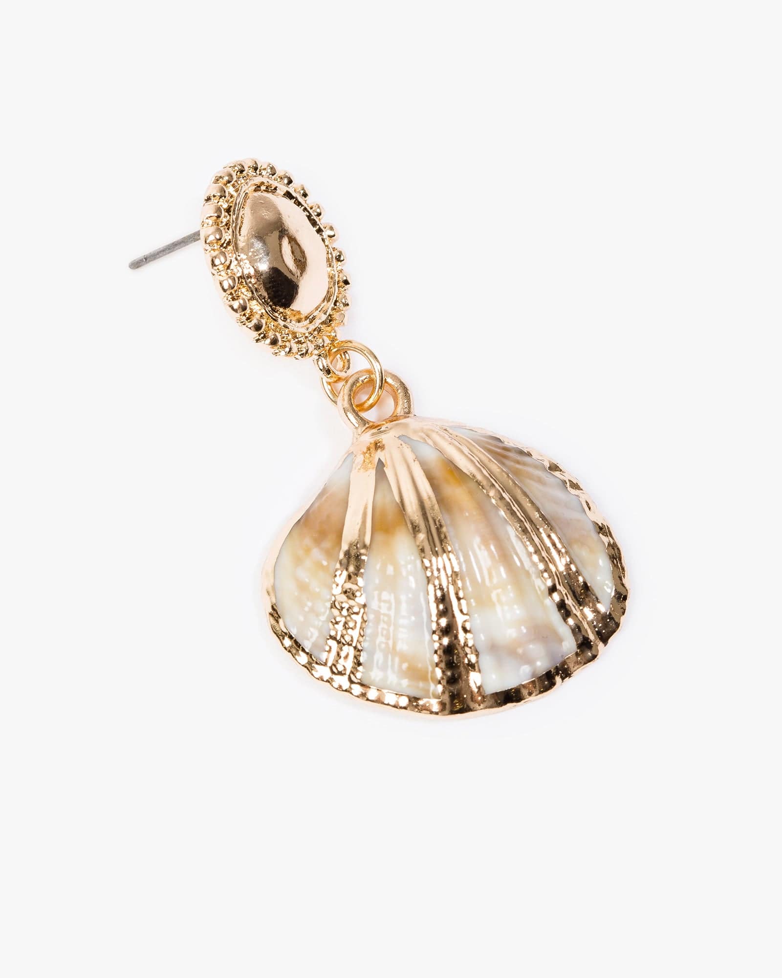 Gold Textured Beach Charm Drop Earrings