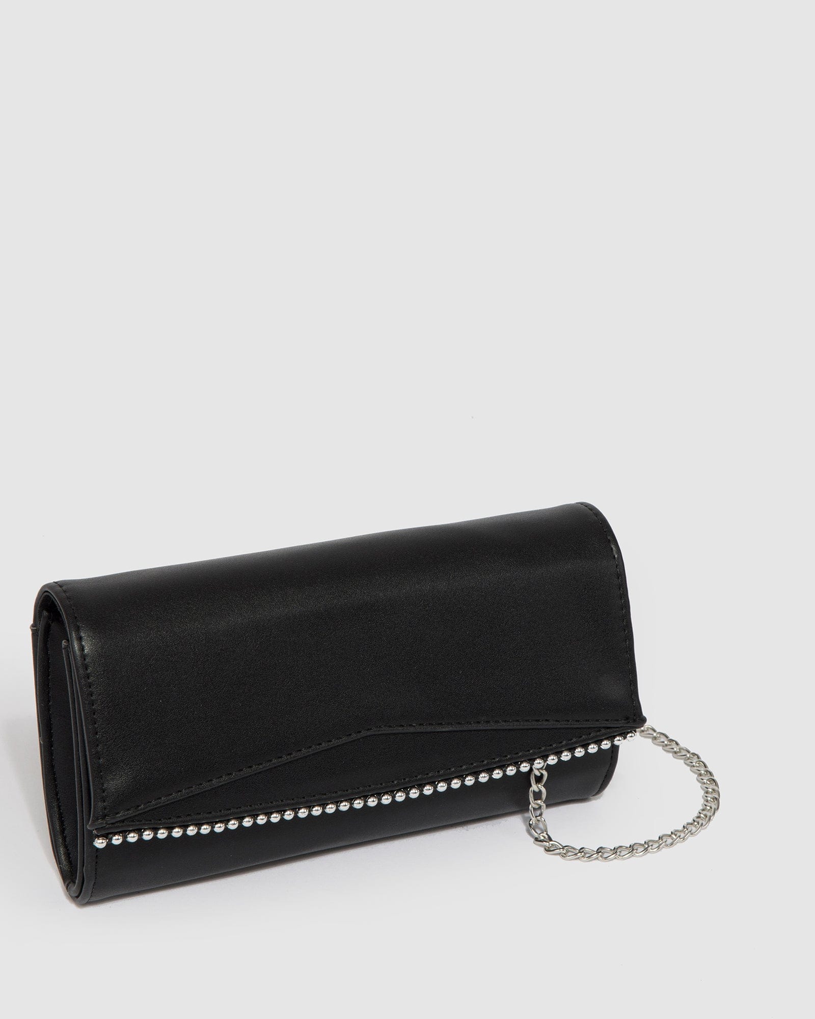 Black Quinn Fold Over Clutch Bag