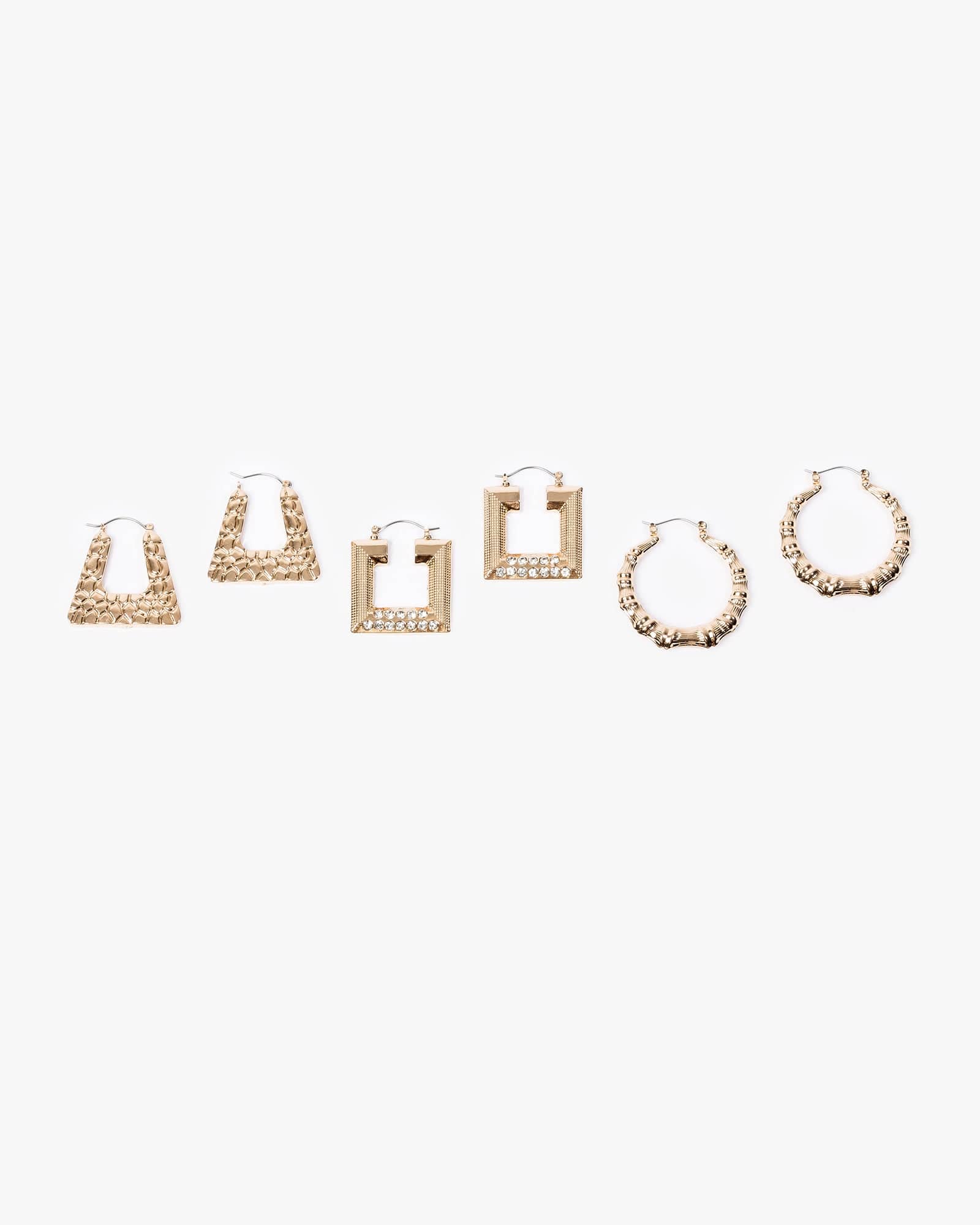 Gold Textural Hoop Earring Pack