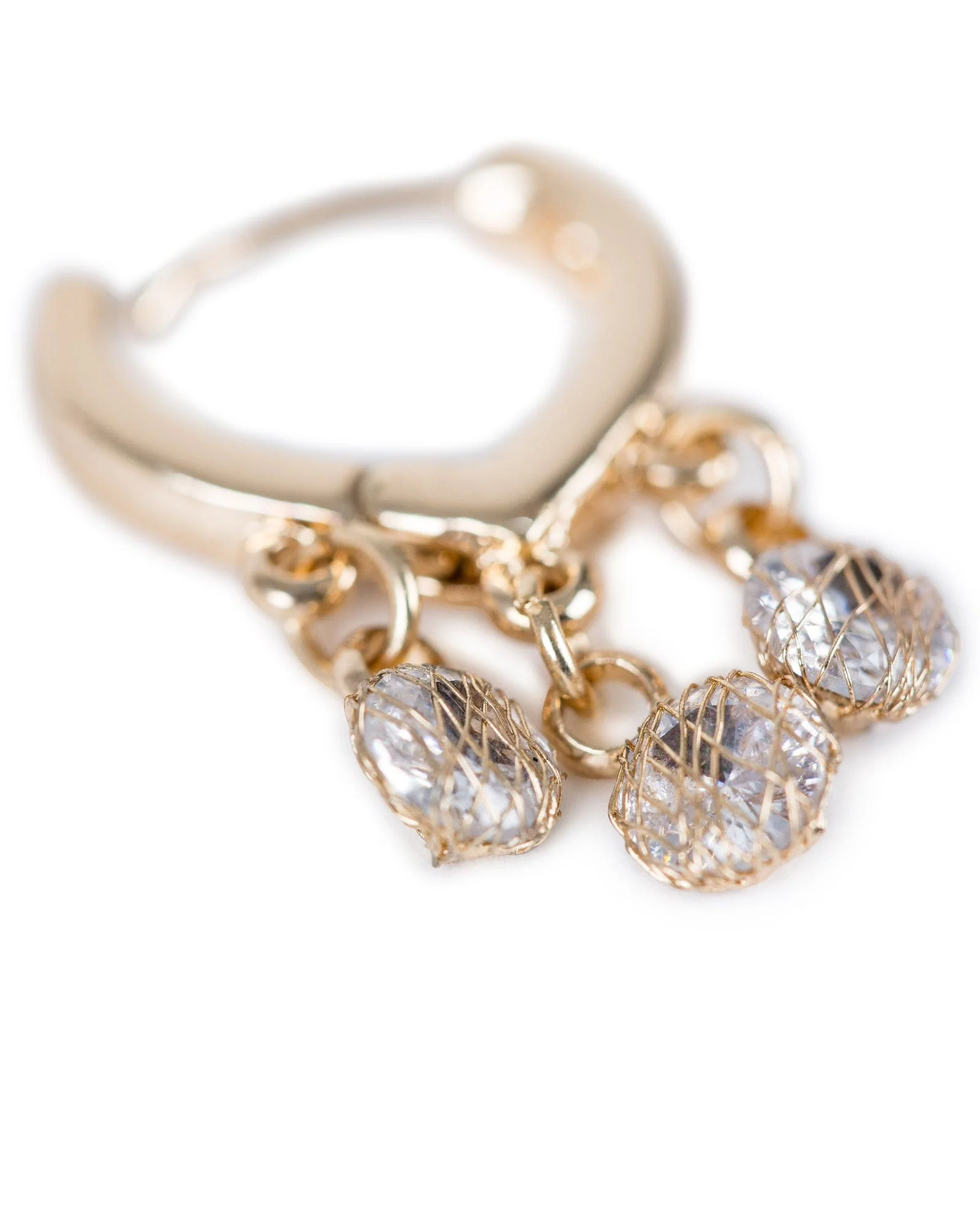 Gold Cubic Zirconia Drops Huggie Hoop Earrings