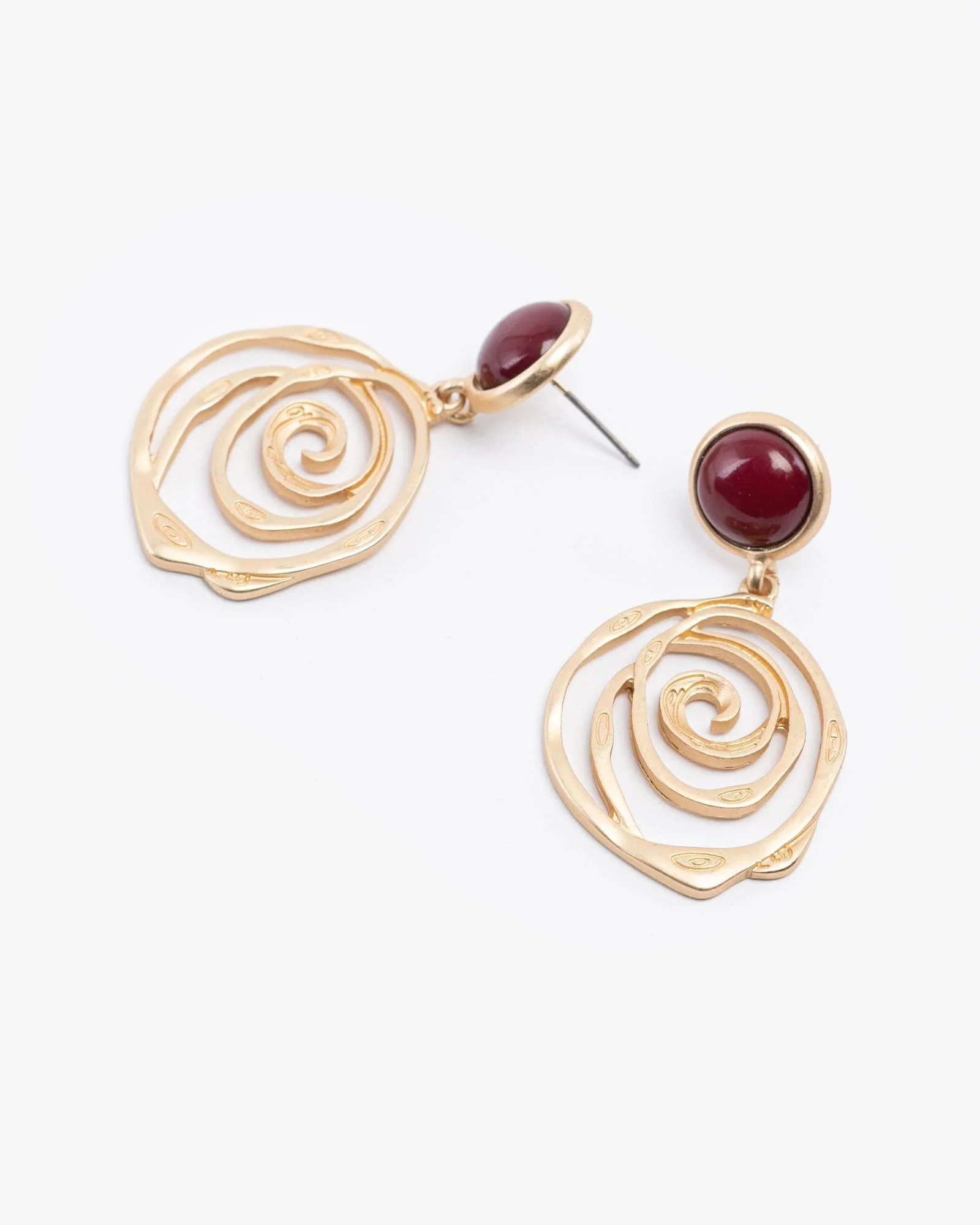 Gold Detailed Spiral Drop Earrings