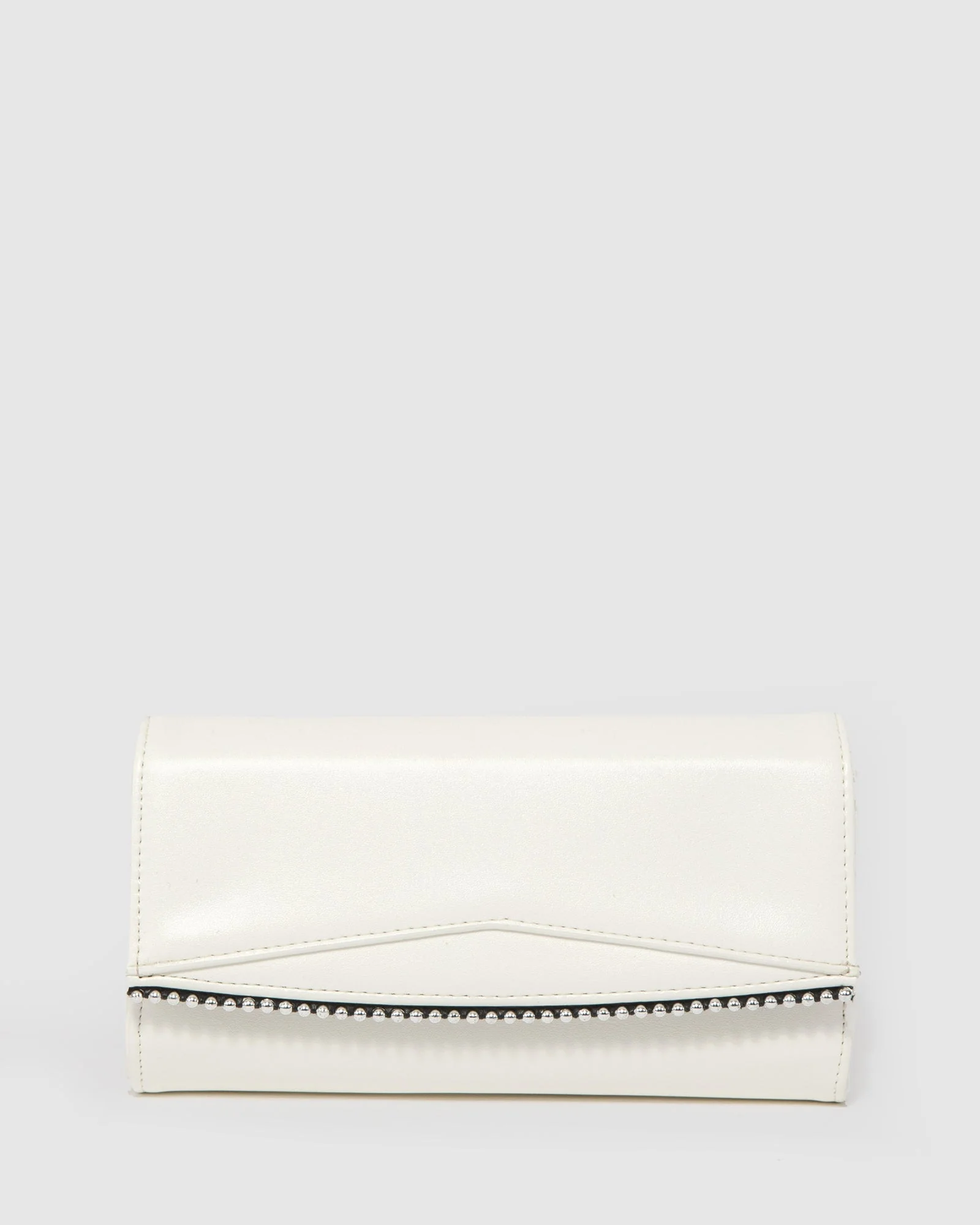 White Quinn Fold Over Clutch Bag