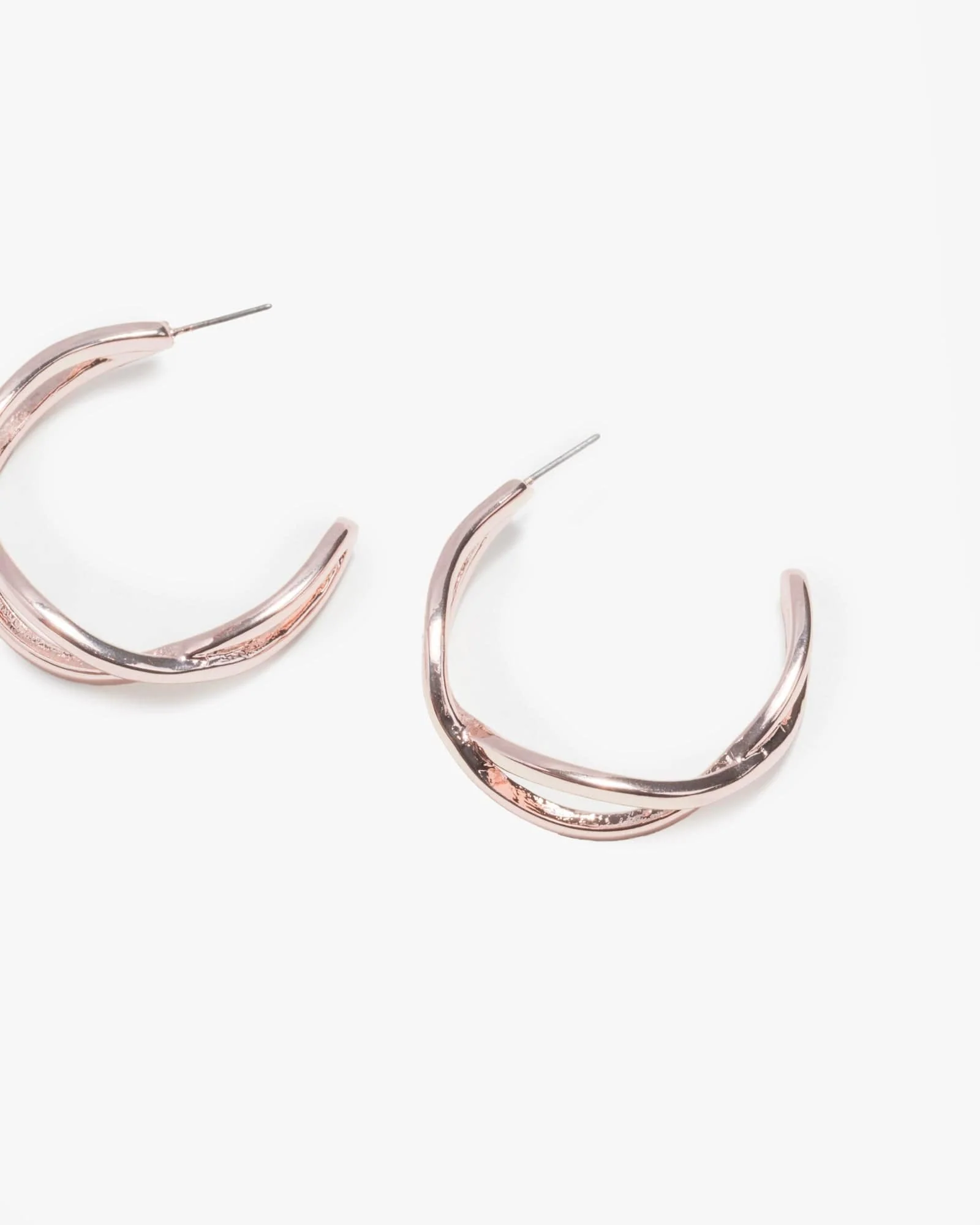 Rose Gold Light Twist Hoop Earrings