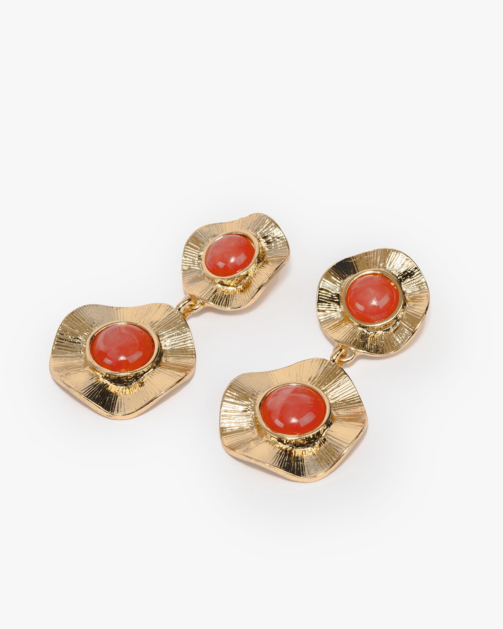 Pink Hammered Discs Drop Earrings
