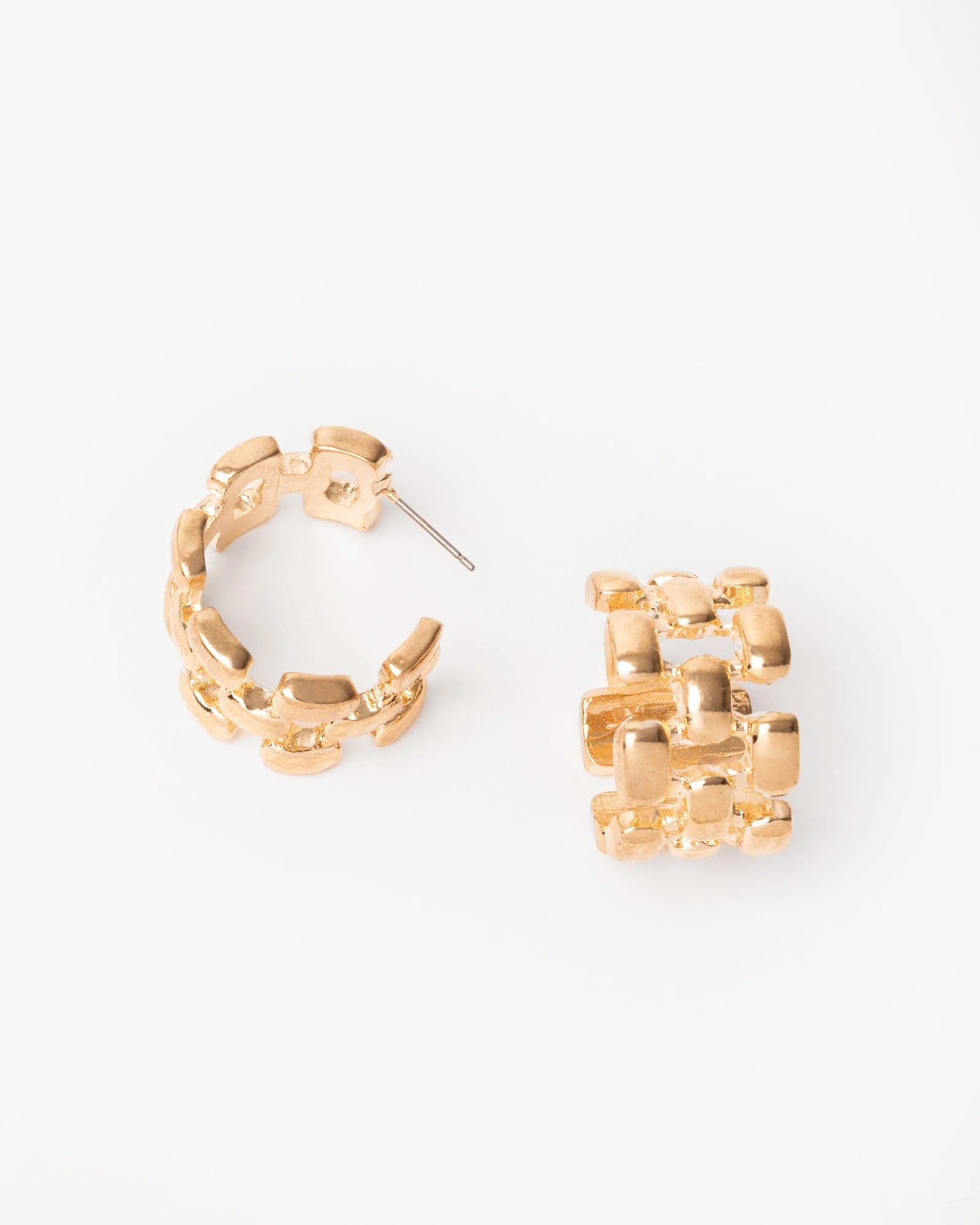 Gold Link Band Hoop Earrings