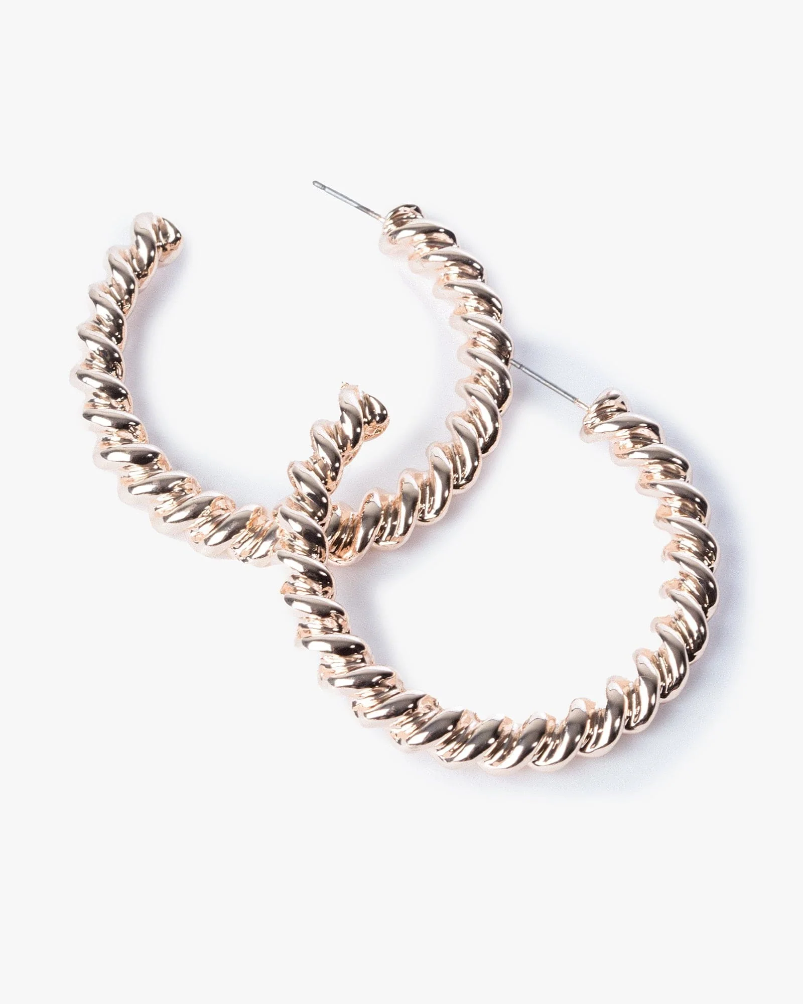 Rose Gold Medium Tight Twist Hoop Earrings