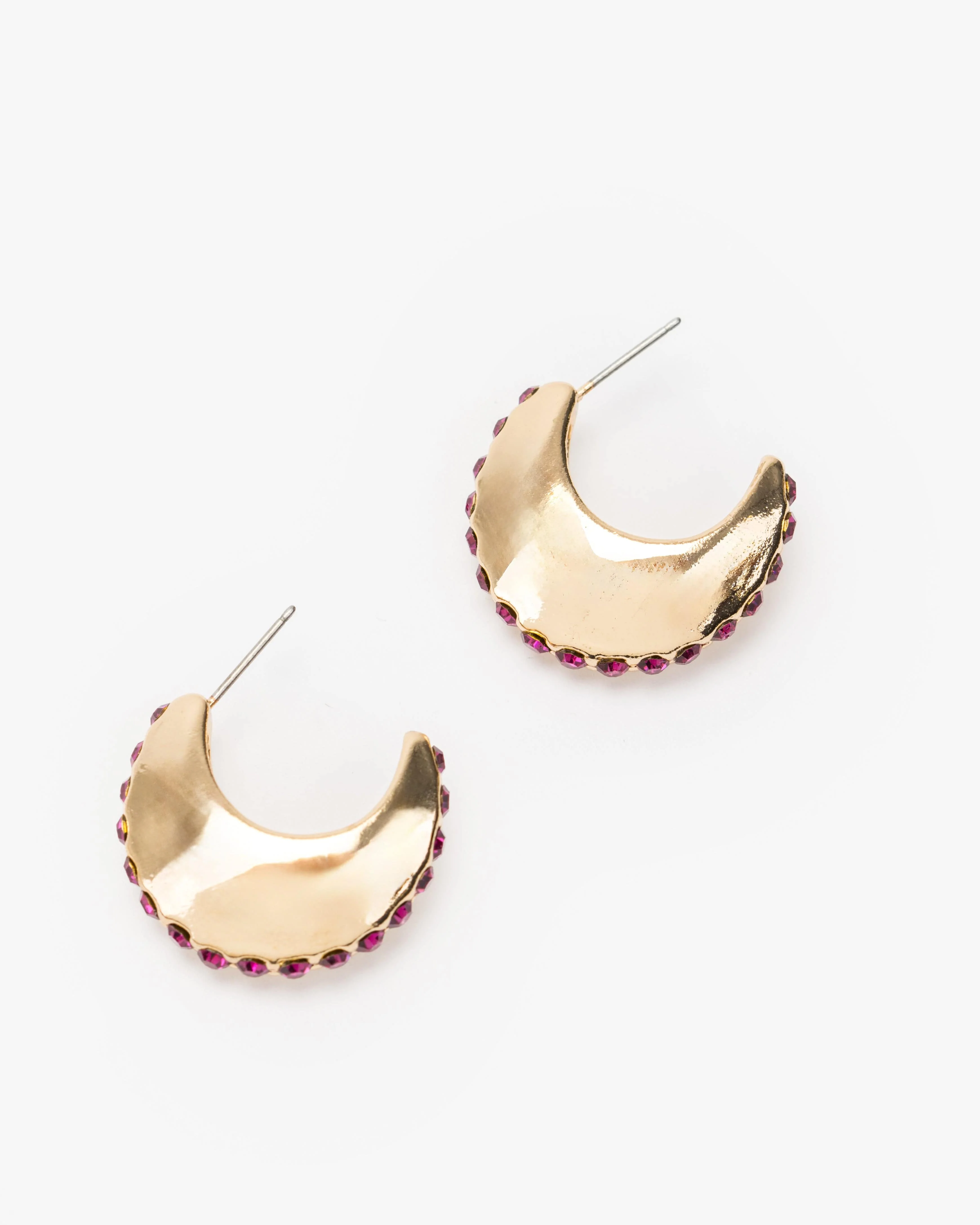 Pink Studded Line Hoop Earrings