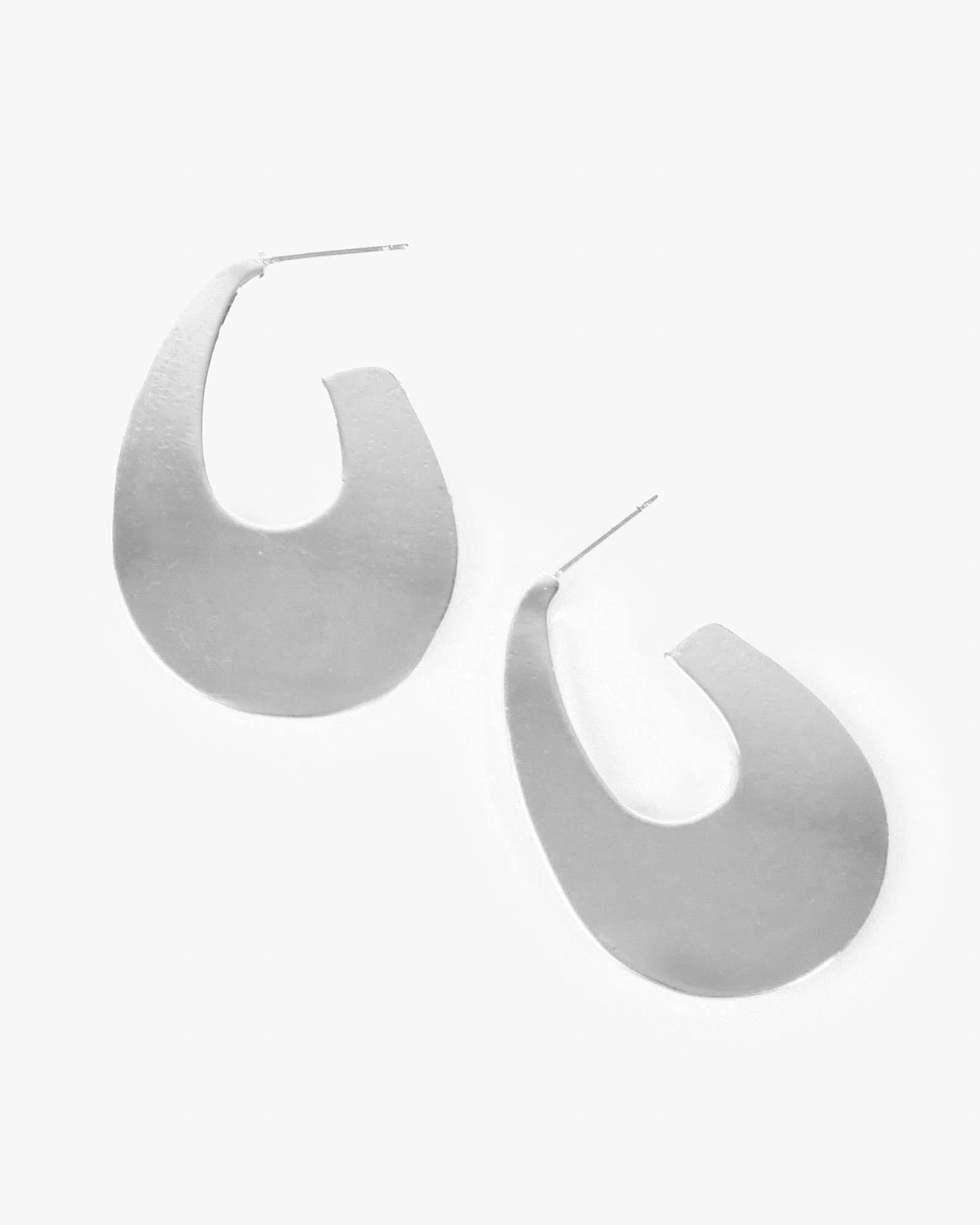 Silver Flat U Hoop Earrings