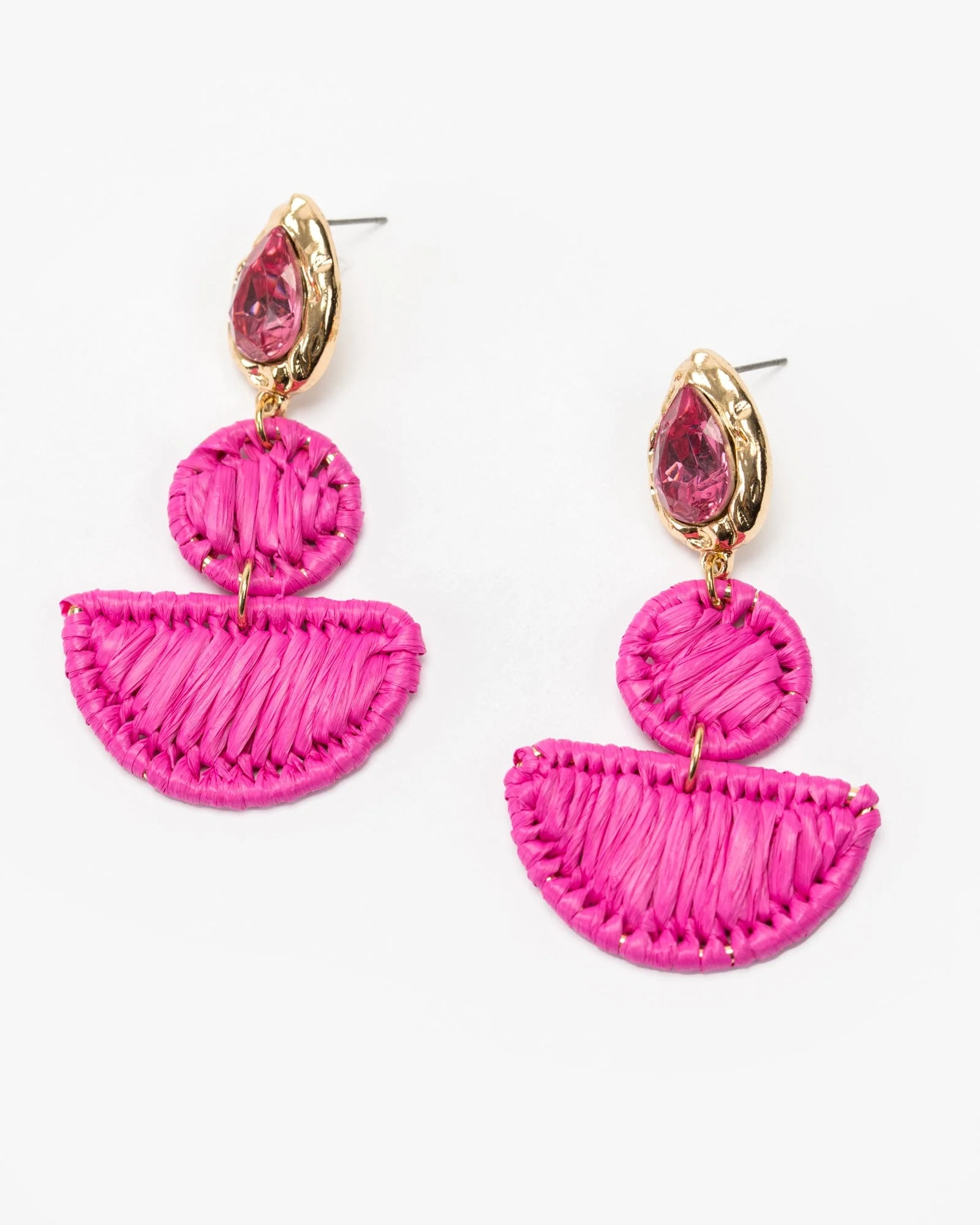 Pink Wrapped Tear Drop Earrings