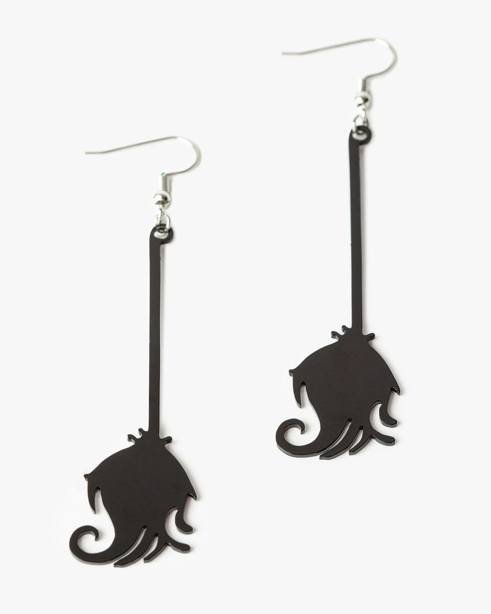 Black Witch Broomstick Earrings