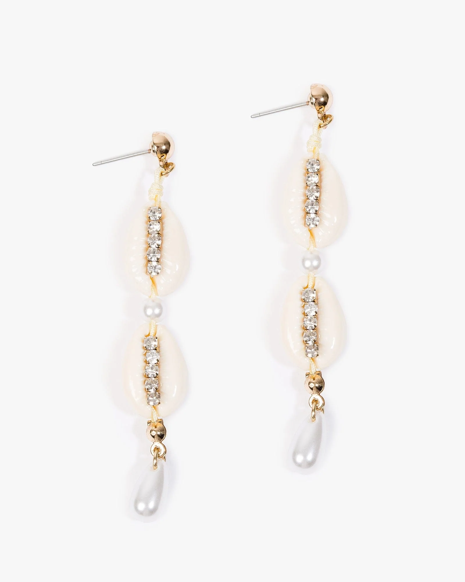 Pink Crystal Beach Charm Double Drop Earrings