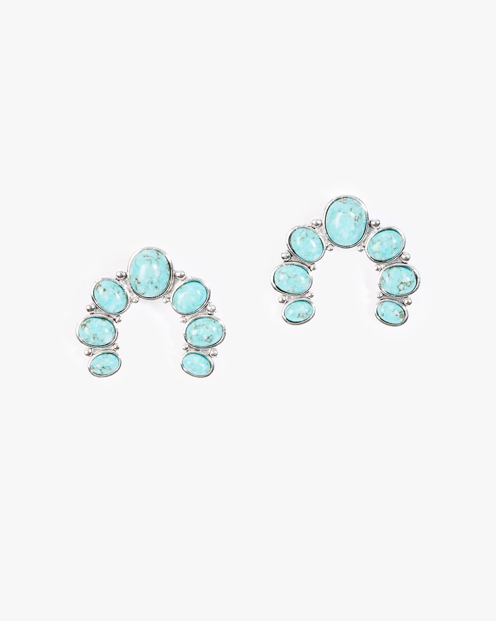 Blue Stone Look Horseshoe Earrings