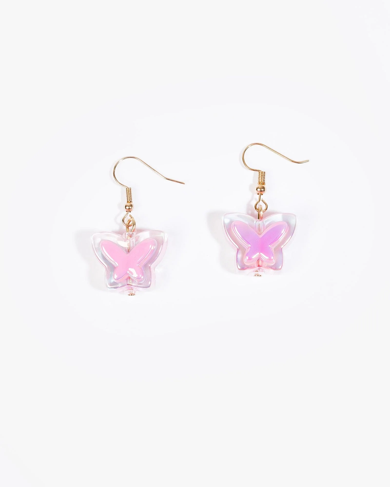 Pink Flower Butterly Charm Earrings