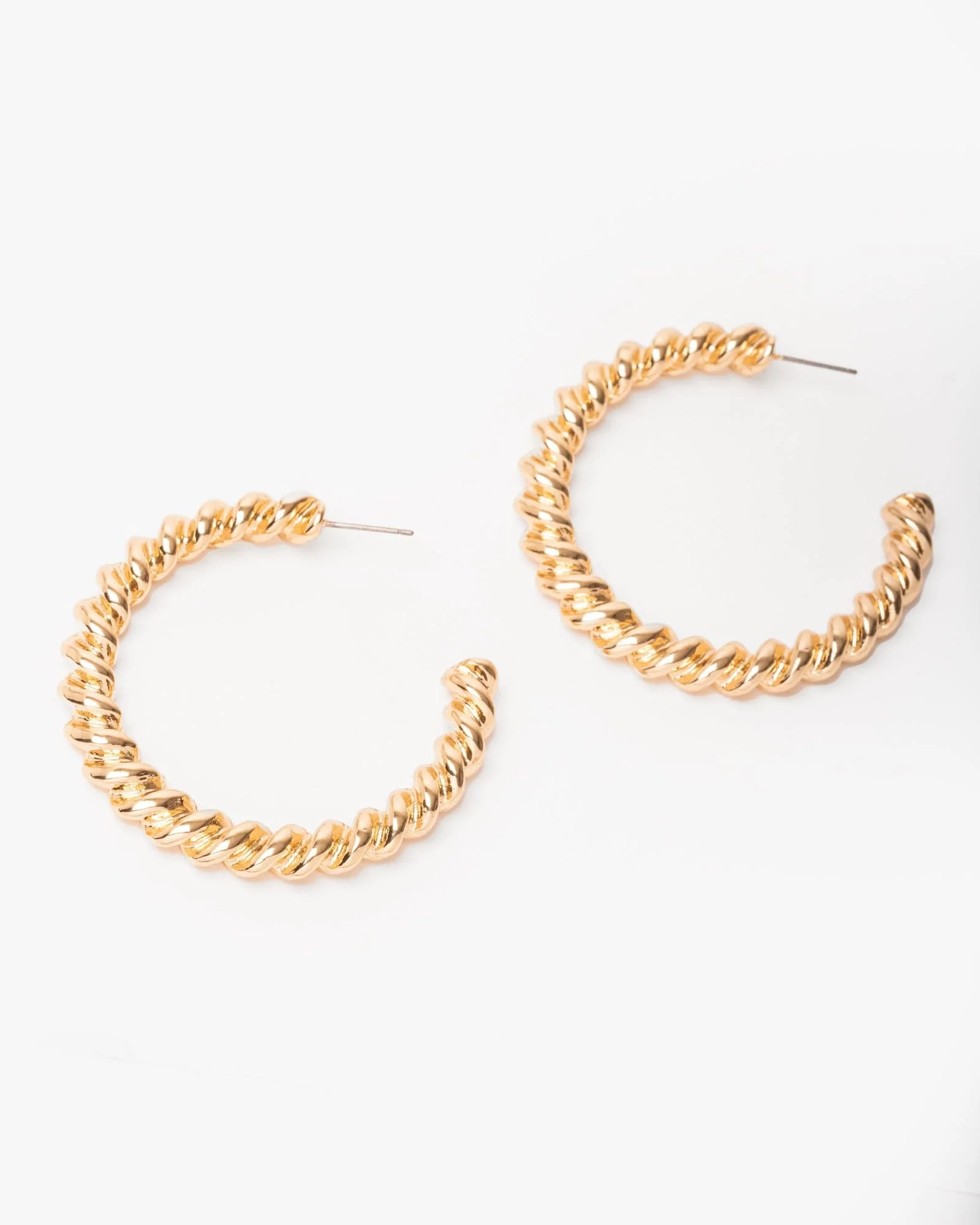Gold Large Link Band Hoop Earrings