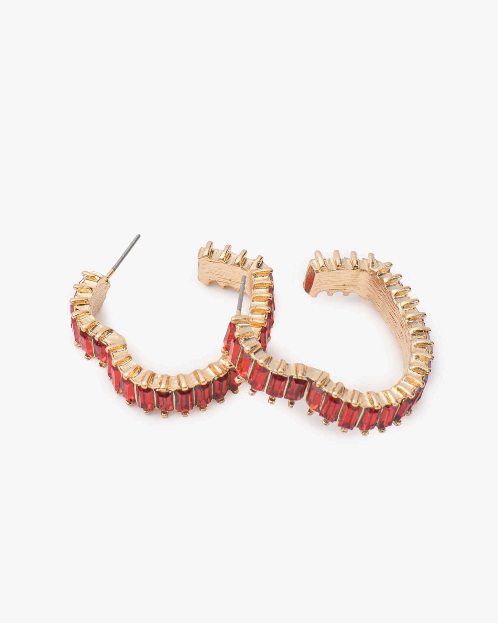 Gold Studded Heart Hoop Earrings