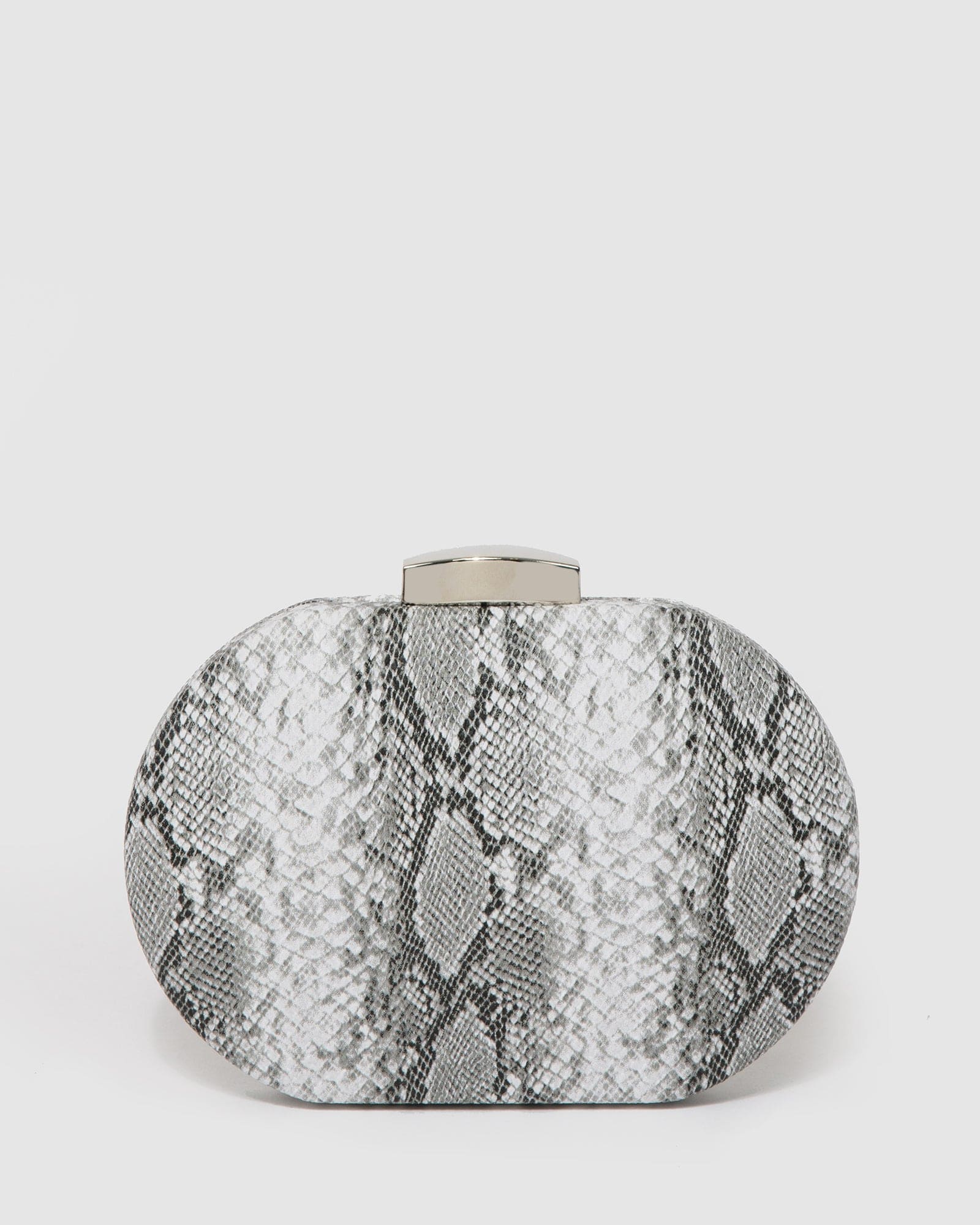 Snake Print Clover Hardcase Clutch Bag