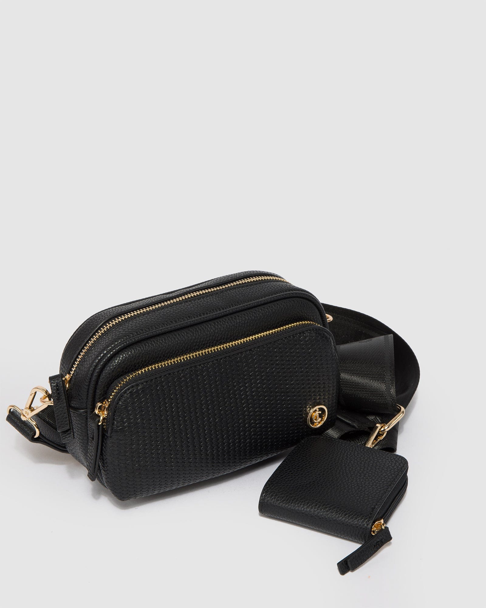 Black Amalia Webbing Crossbody Bag