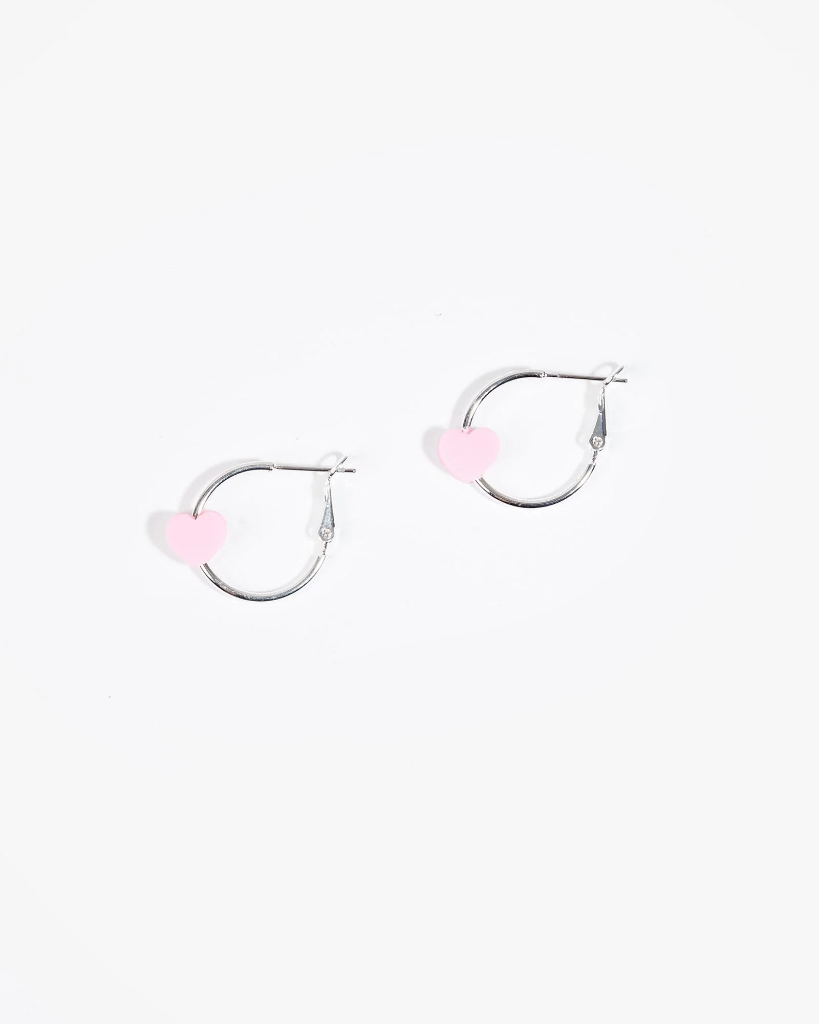 Pink Heart Motif Hoop Earrings