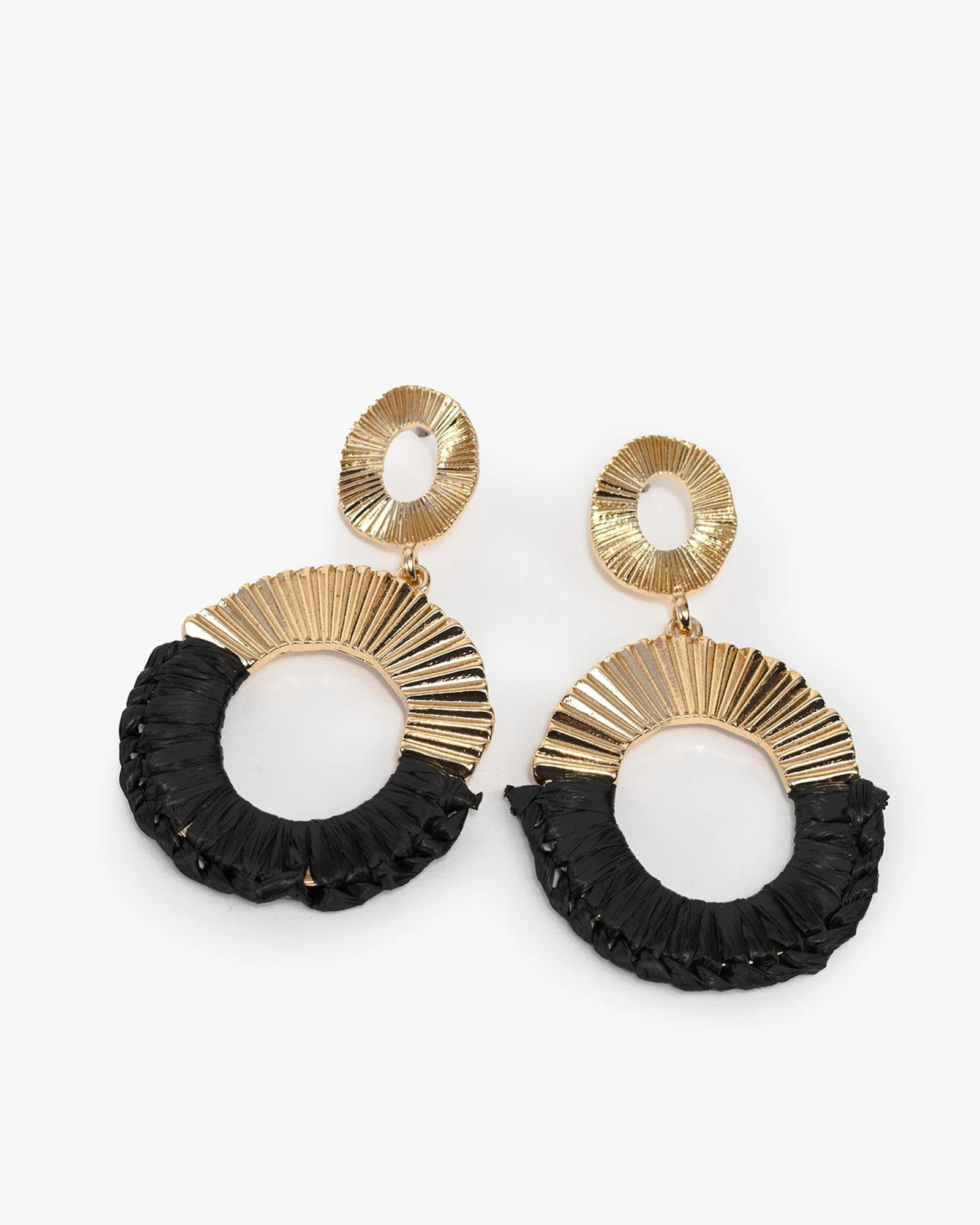 Black Half Wrapped Oval Earrings