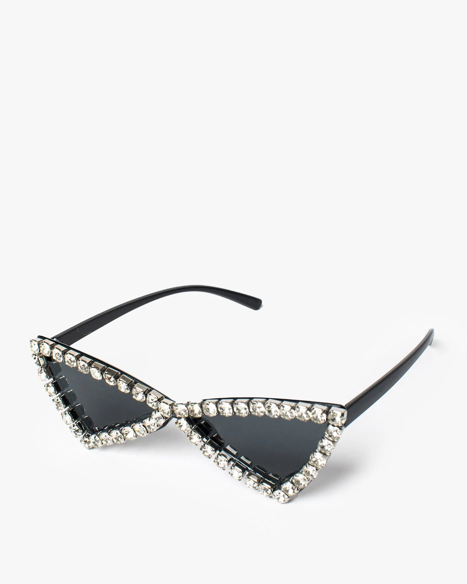 Black Cat-Eye Fierce Crystal Sunglasses