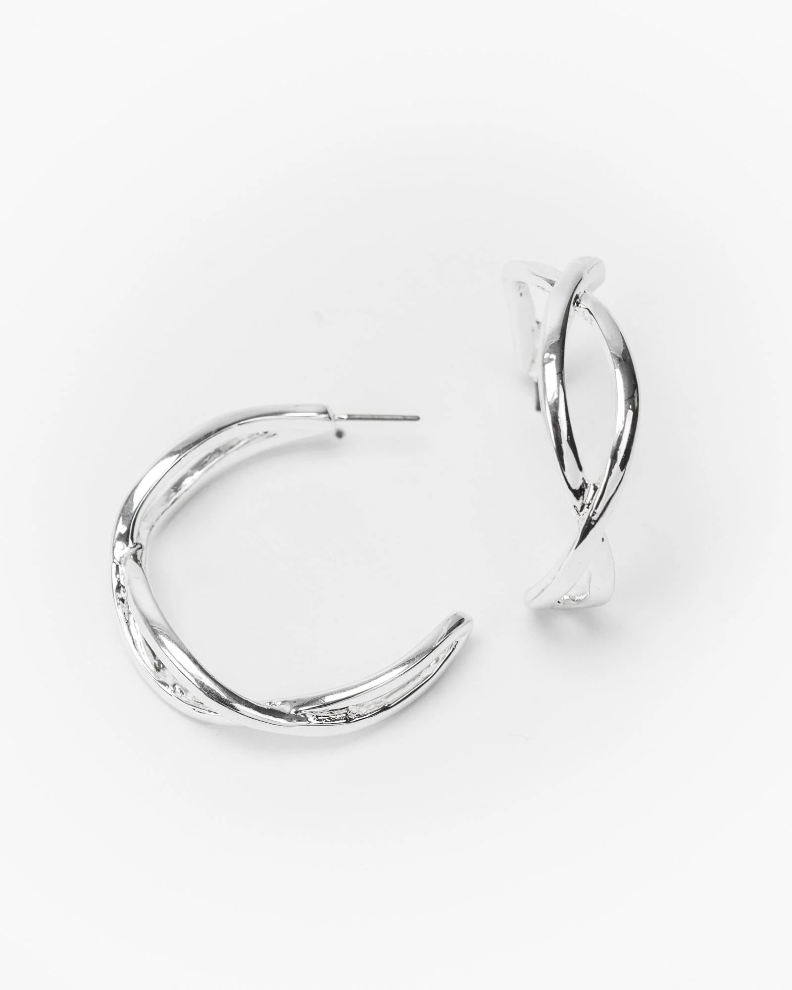 Silver Light Twist Hoop Earrings