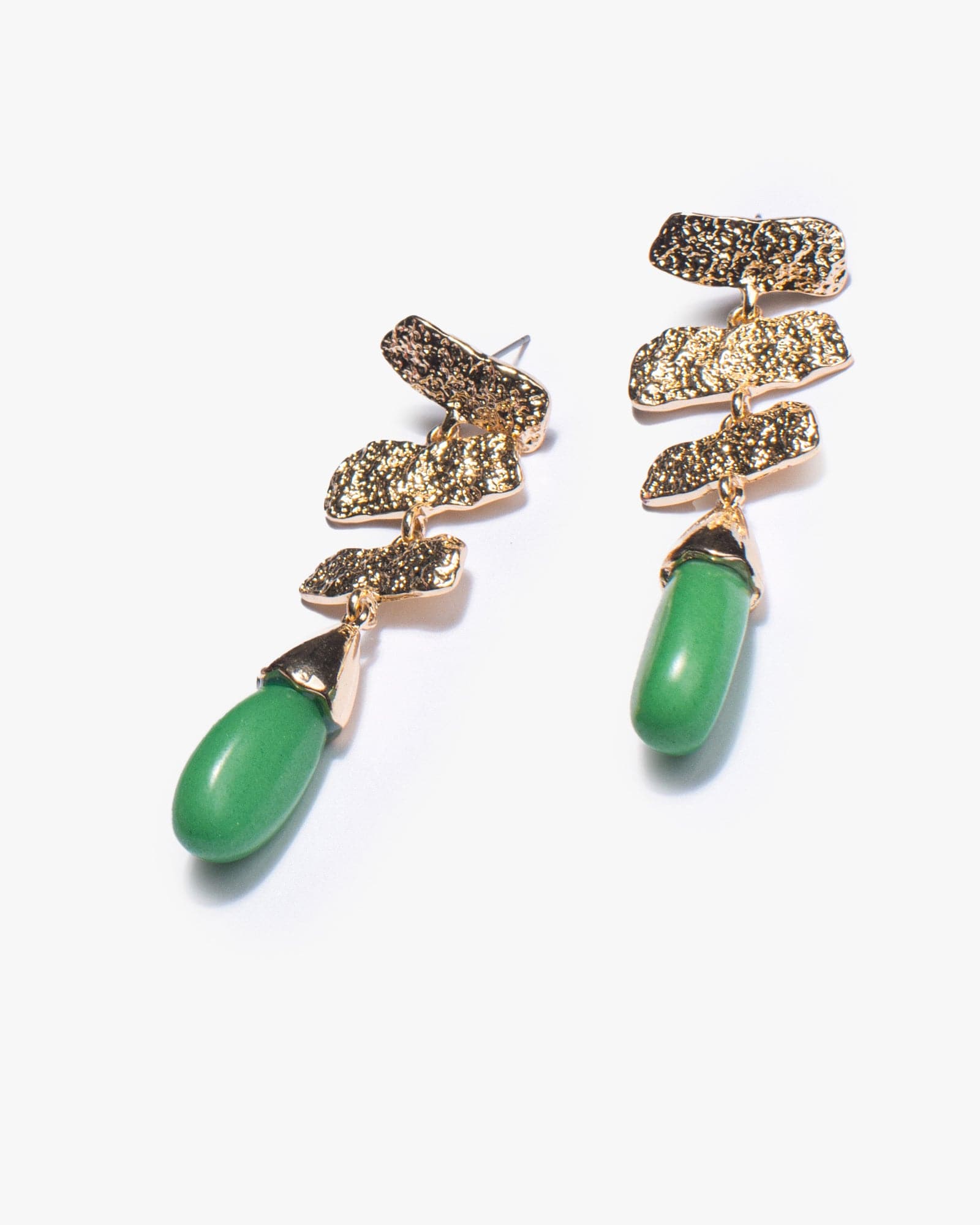 Green Textural Bar Statement Earrings