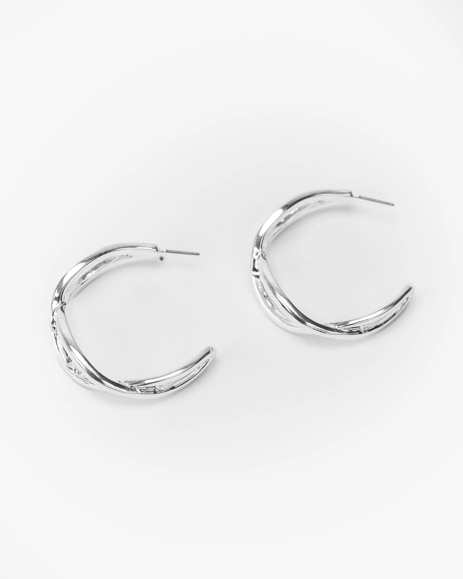 Silver Light Twist Hoop Earrings