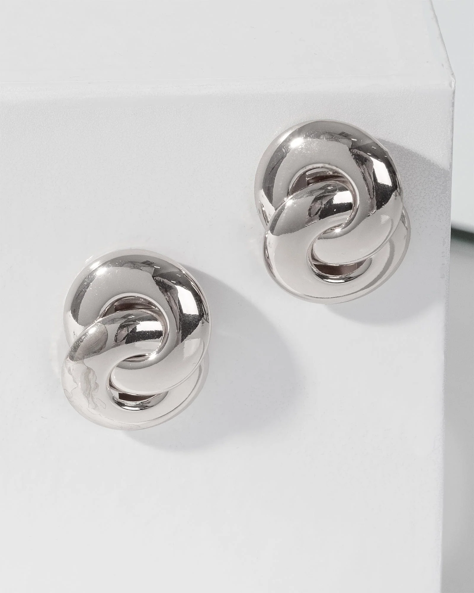 Silver Interlocking Stud Earrings